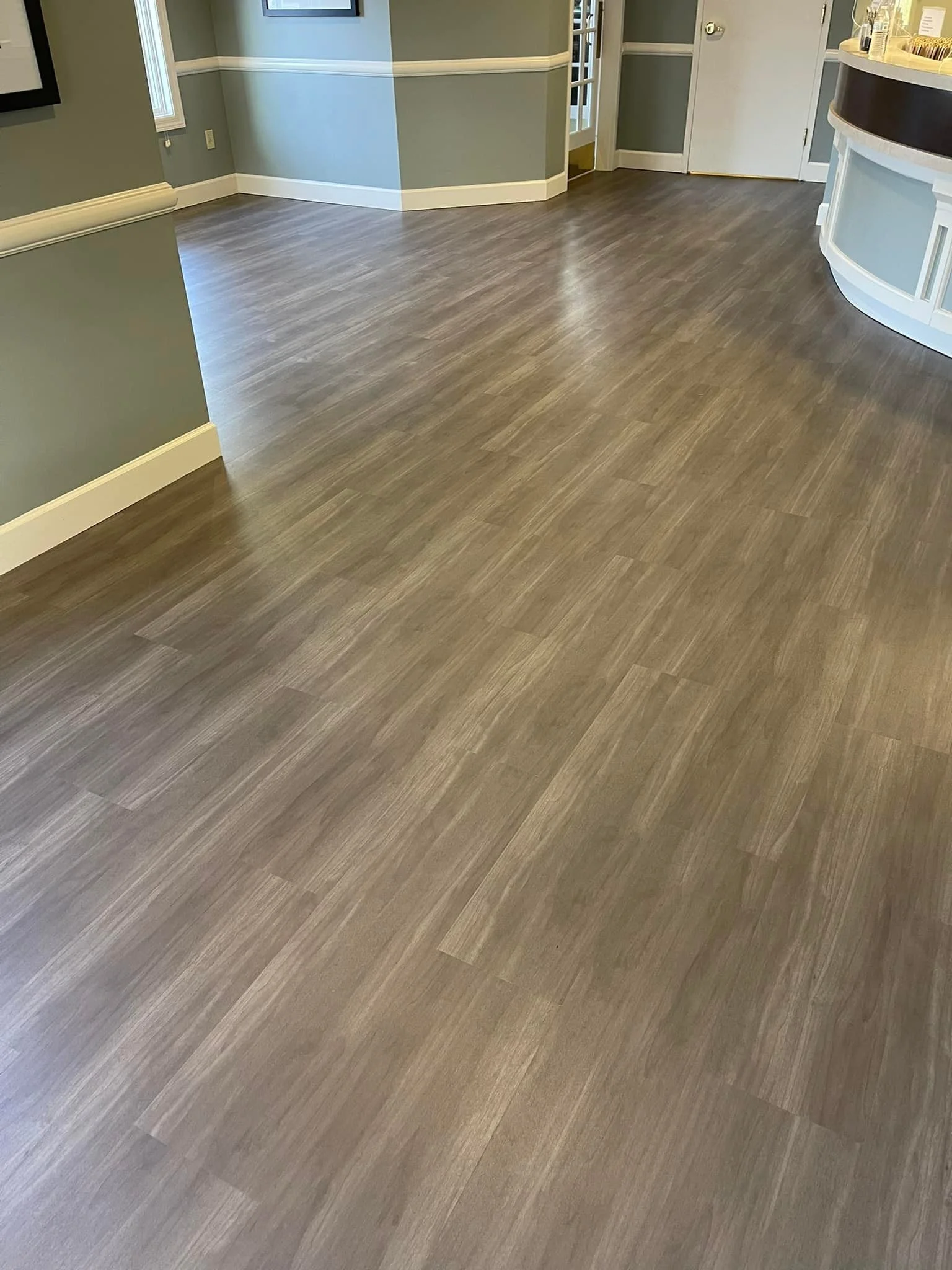About 1,000 sqft of Interface - Studio Set - A00705 Titanium. We also stripped and waxed all of the VCT to restore some new life in it. HUGE thanks to Alabama Colon & Gastro, P.C. for the work! 