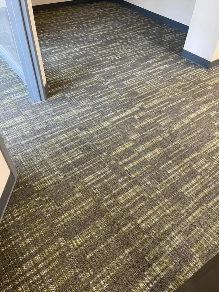 75 yds - Bentley - 24”x24” - Fast Track Suitable - Expedient #411459 with NexStep Cushion Backing. 
Flexco - Base 2000 - 095 Gunmetal