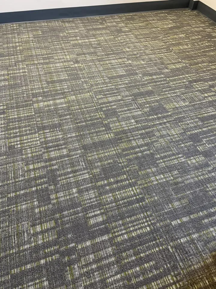 75 yds - Bentley - 24”x24” - Fast Track Suitable - Expedient #411459 with NexStep Cushion Backing. 
Flexco - Base 2000 - 095 Gunmetal
