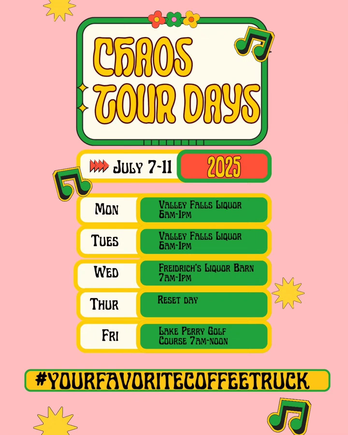 Another Tour Date Poster for the week!
Its been a crazy stretch so far! Enjoying the ride π
See you soon!
#chaosandcaffeine
#chaosonthego
#chaoticsummer
#chaostourdates