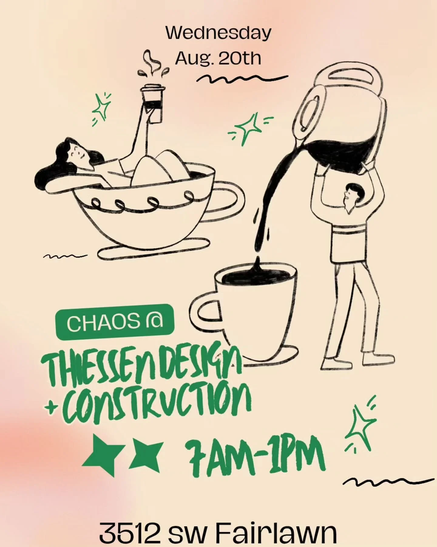 New location for the Tour
✨️✨️✨️✨️✨️✨️✨️✨️✨️✨️✨️
Today our dreamy van is getting her tires rotated, so back on the road tomorrow!
Thiessen Design + Construction
3512 SW Fairlawn
7am-1pm
#chaosandcaffeine
#chaosonthego