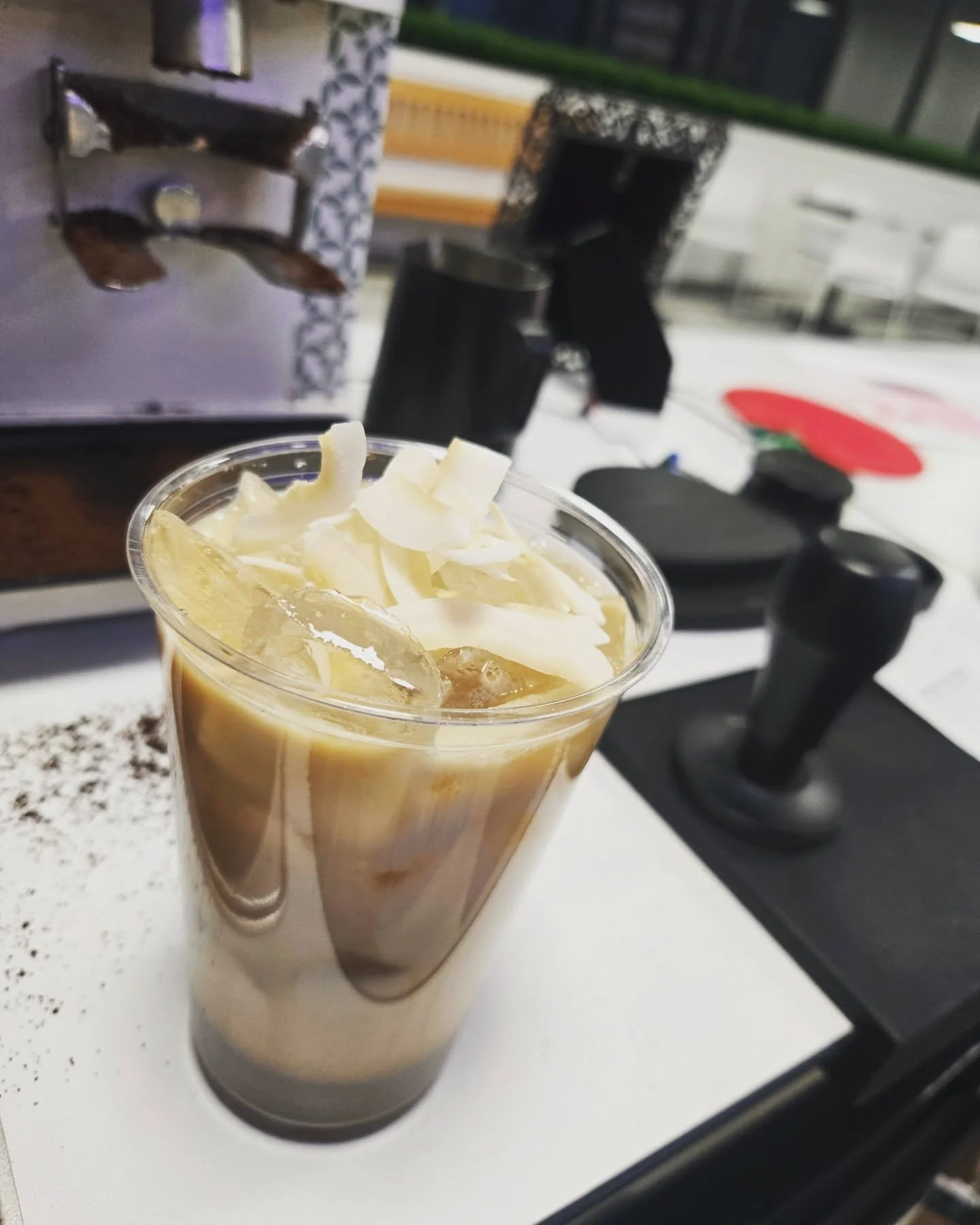 Is it KiKi, or CouCou? 
Either way, she's been stealing the show at the tower 
@townsitecafe 

Coconut 🥥  lavender 💜  latte made with oat milk and coconut stips 

#chaosandcaffeine #chaosatthetower #winterpopup #kiki