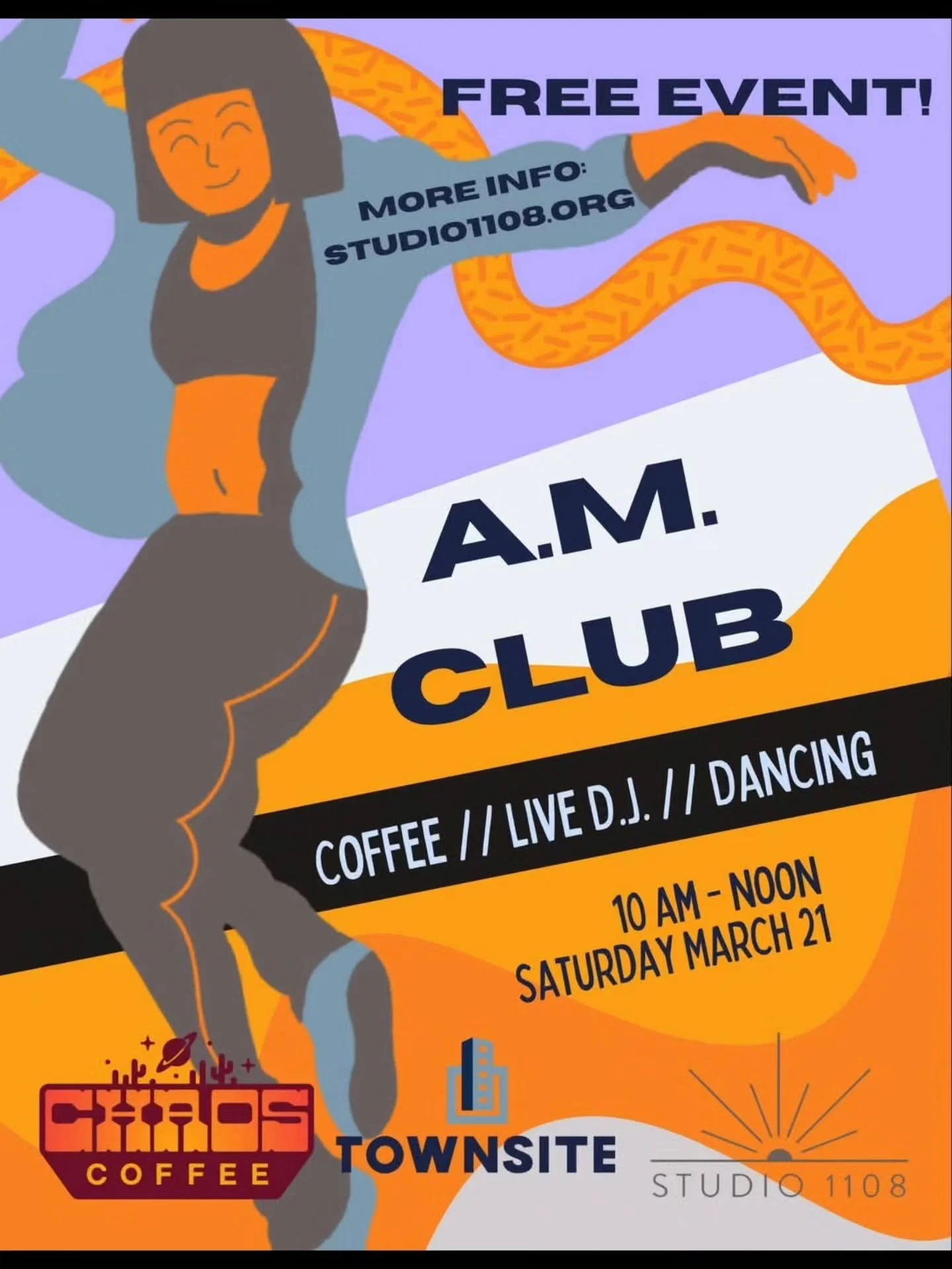 Tomorrow morning we are serving up coffee for the A.M. club with @studio1108_topeka and @townsitecafe 

We've never had an event like this and I'm pumped to try something new! Bring your friends and check out the dance party while slipping on Chaos. 