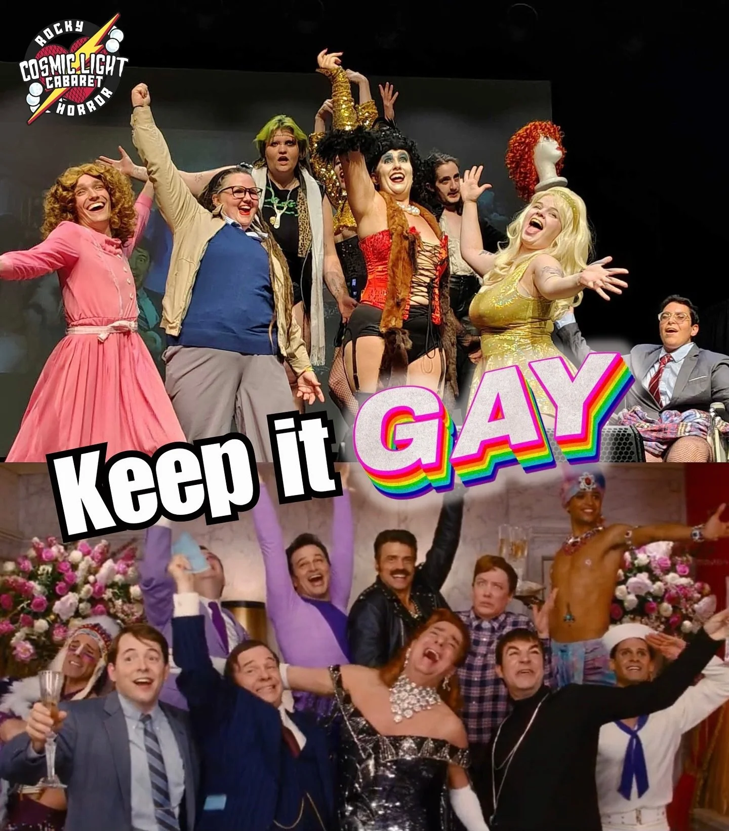 Keep it gay, keep it gay, keep it gay
Comedy's joyous, a constant delight
Dramas annoy us and ruin our night.