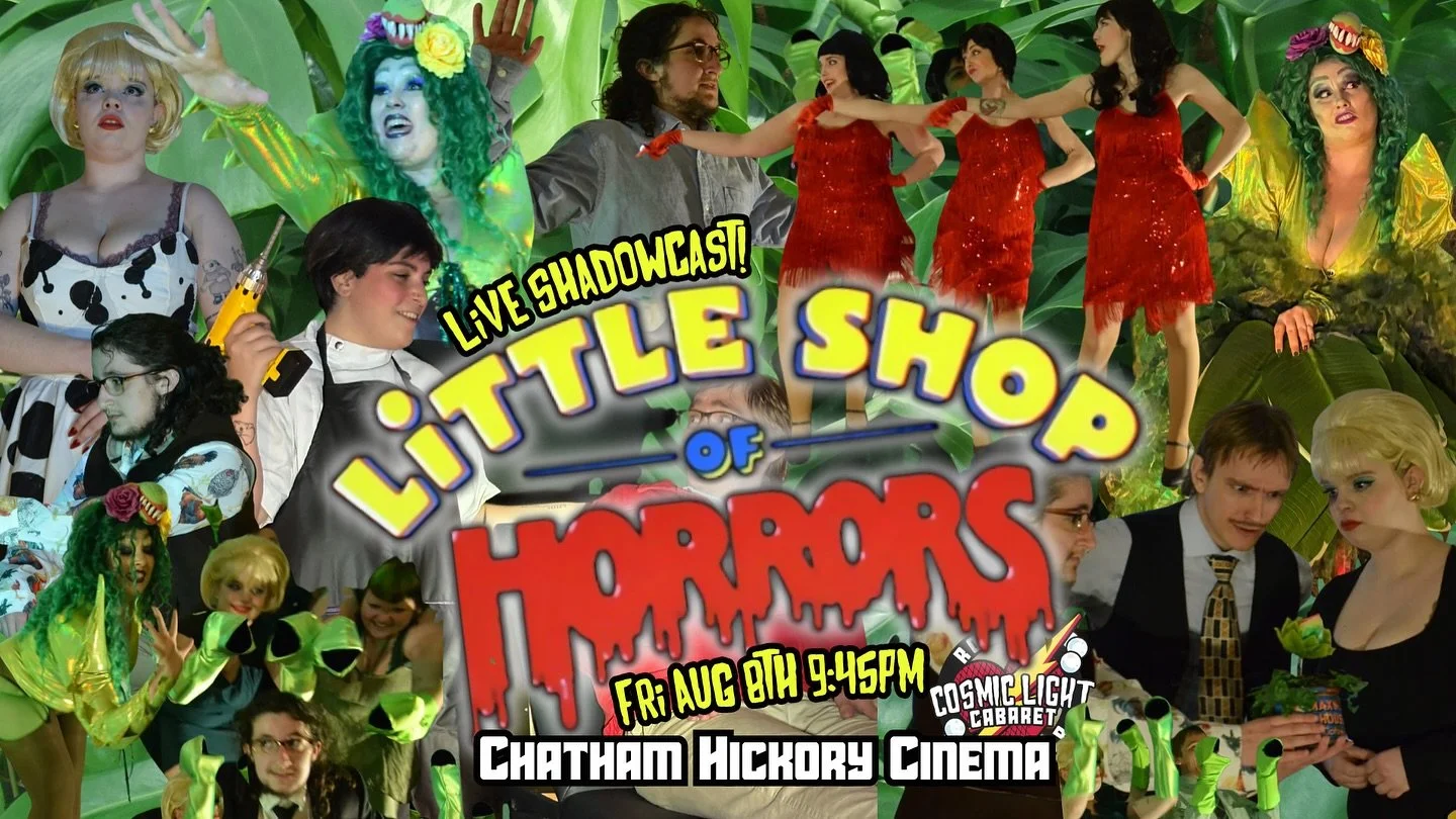 The plants take over @chathamhickorycinema this Friday night!! 

Are you more of an Audrey 1 or Audrey 2?? Come dressed as your favorite characters and enjoy this cult classic as it comes to life right in front of the screen! 

Grab your tickets toda