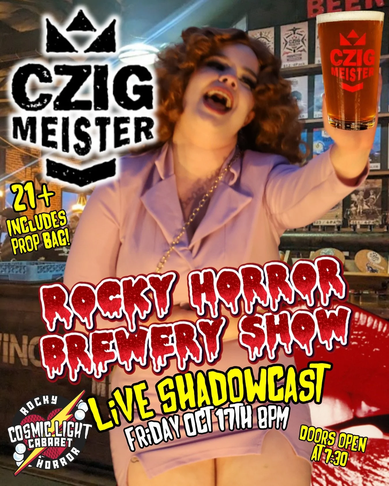 It&rsquo;s time to give yourself over to absolute pleasure!

On Friday, October 17th at 8 PM, Czig Meister Brewing Company in Hackettstown transforms into a house of Rocky Horror madness. Our live shadowcast will bring The Rocky Horror Picture Show t