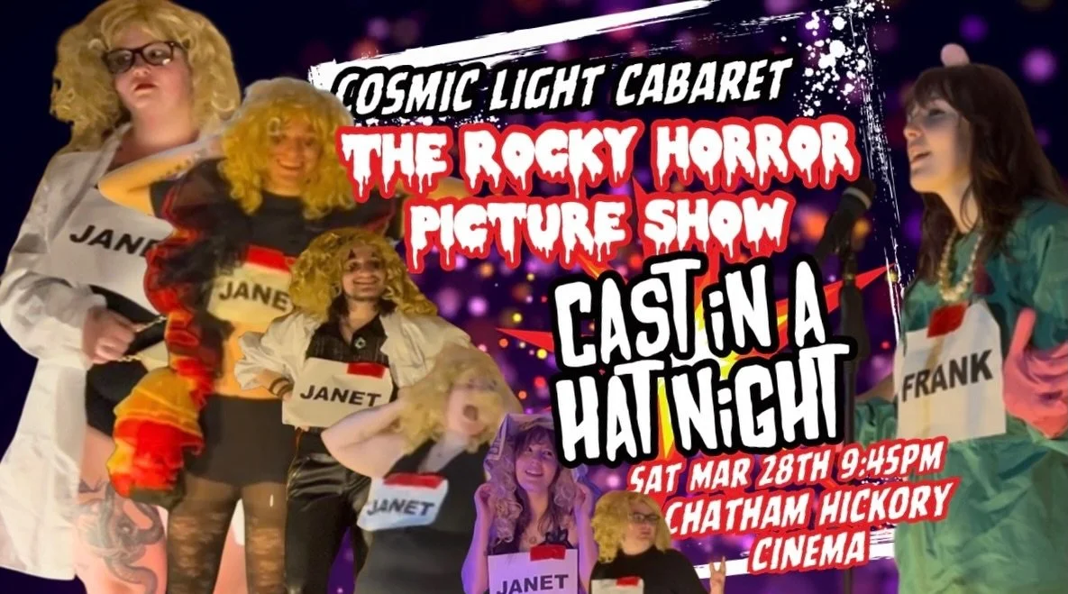 CAST IN A HAT NIGHT!

A night so super close to April fools day that we like to jazz up the show with some Game Changer/Who's Line antics! 

Cast members are showing up. That's it. They don't know who they will be playing. At the start of the show, t