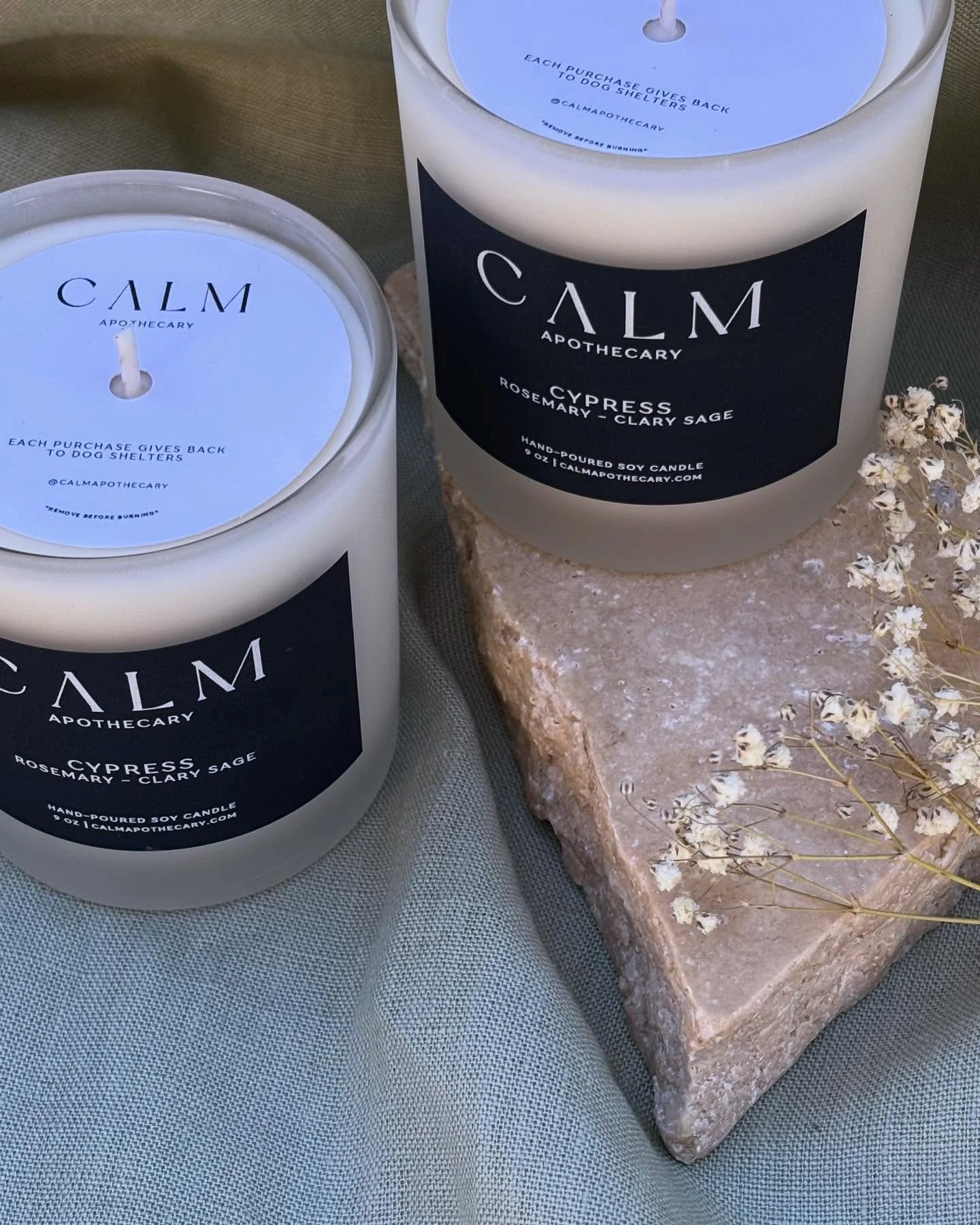 It&rsquo;s candle season! Shop our limited edition Holiday Scent! ✨With notes of cypress, clary sage and rosemary! 
Link in bio. 

#calm #calmapothecary #calmcandles