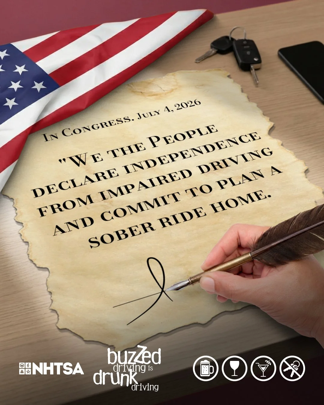 We, the people, declare independence from drunk driving this Fourth of July. If you&rsquo;re planning to drink during your celebrations, arrange for a sober ride. 🤝

Buzzed Driving Is Drunk Driving. 

#CCSO #culpeperva #NHTSA