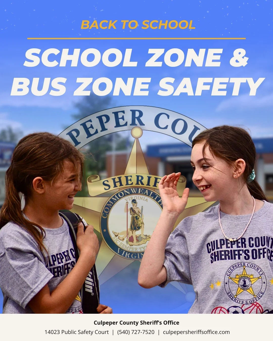 As the new school year gets underway, CCSO urges all drivers to stay alert and protect our students during morning and afternoon commutes.

Studies and data show that the highest-risk periods for student pedestrian crashes occur during normal drop-of