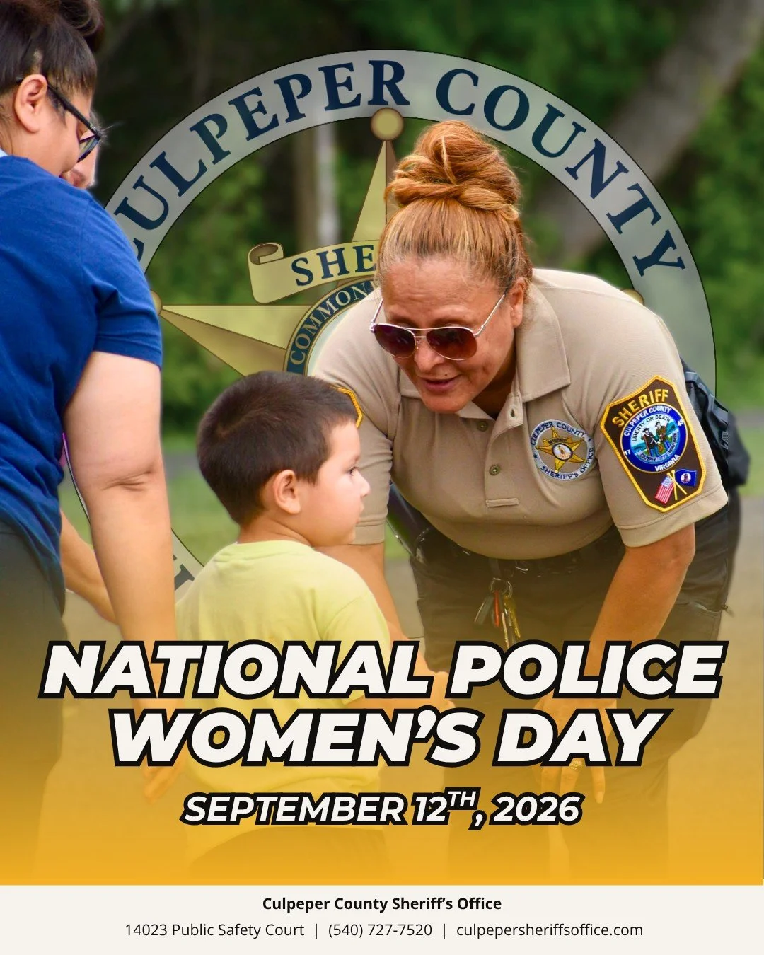 Today is National Police Women&rsquo;s Day!

As you know, female deputies and staff are a part of every one of our divisions within CCSO. Each plays a vital role in helping support Culpeper&rsquo;s public safety.

Did you know that National Police Wo