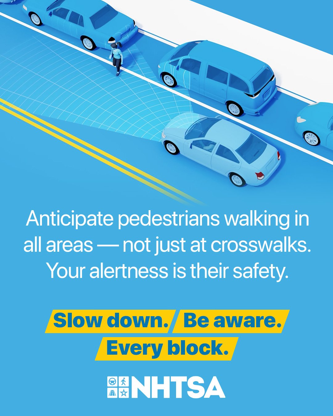 October is Pedestrian Safety Month. 🚶⚠

CCSO wants to remind drivers to expect the unexpected.

Not every crossing happens at a crosswalk. Stay alert and watch for pedestrians wherever they may be.

Stay safe, Culpeper!

#NHTSA #culpeperva #ccso