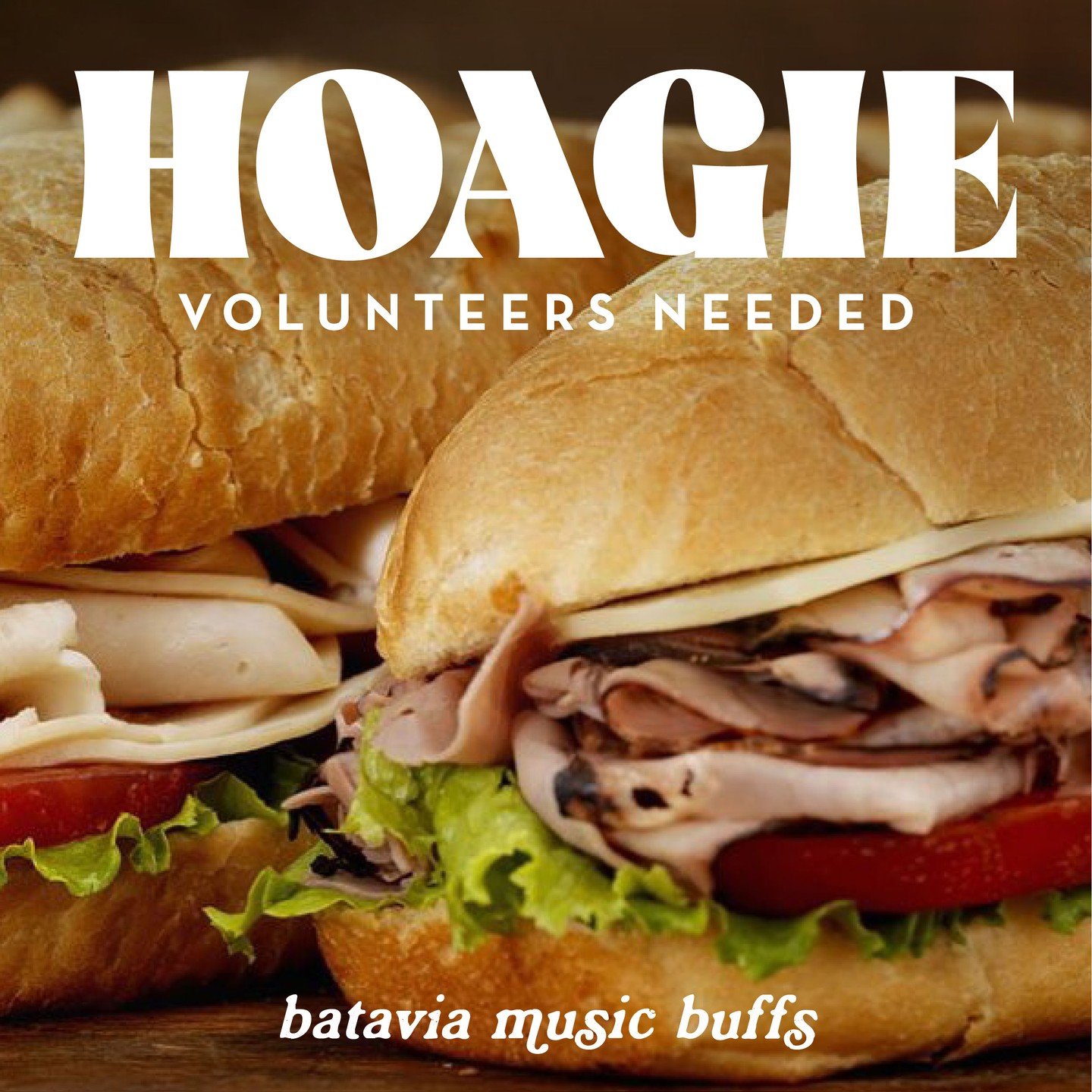🎶🥪 Calling all hoagie enthusiasts! 🥪🎶

We need YOUR help to bring back the beloved Hoagie Sale! We're on the lookout for 5 parent volunteers to spearhead this delicious endeavor and revive this tasty tradition. The best part? The Music Buffs are 
