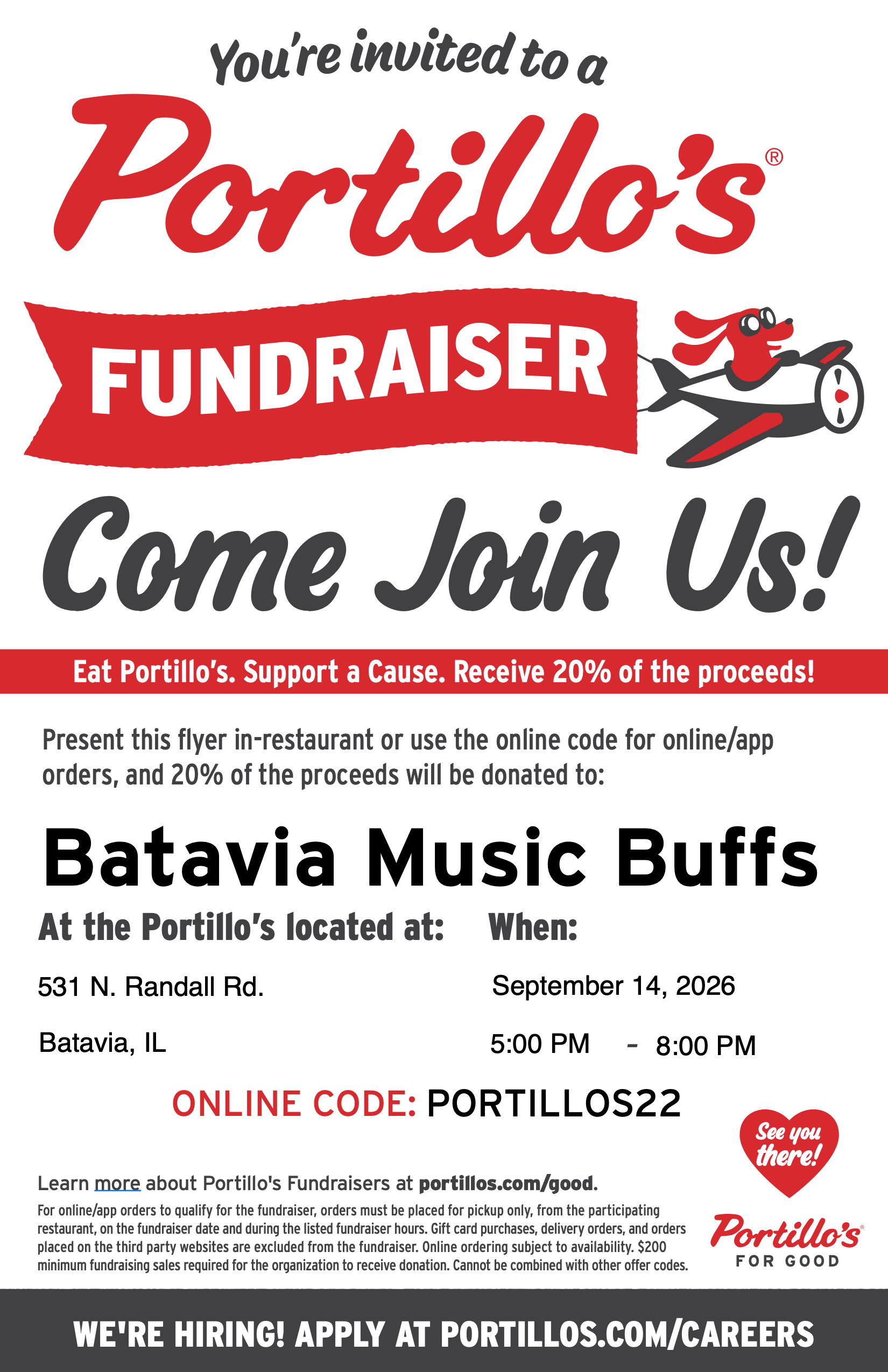 Portillo’s - Batavia Music Buffs Night!