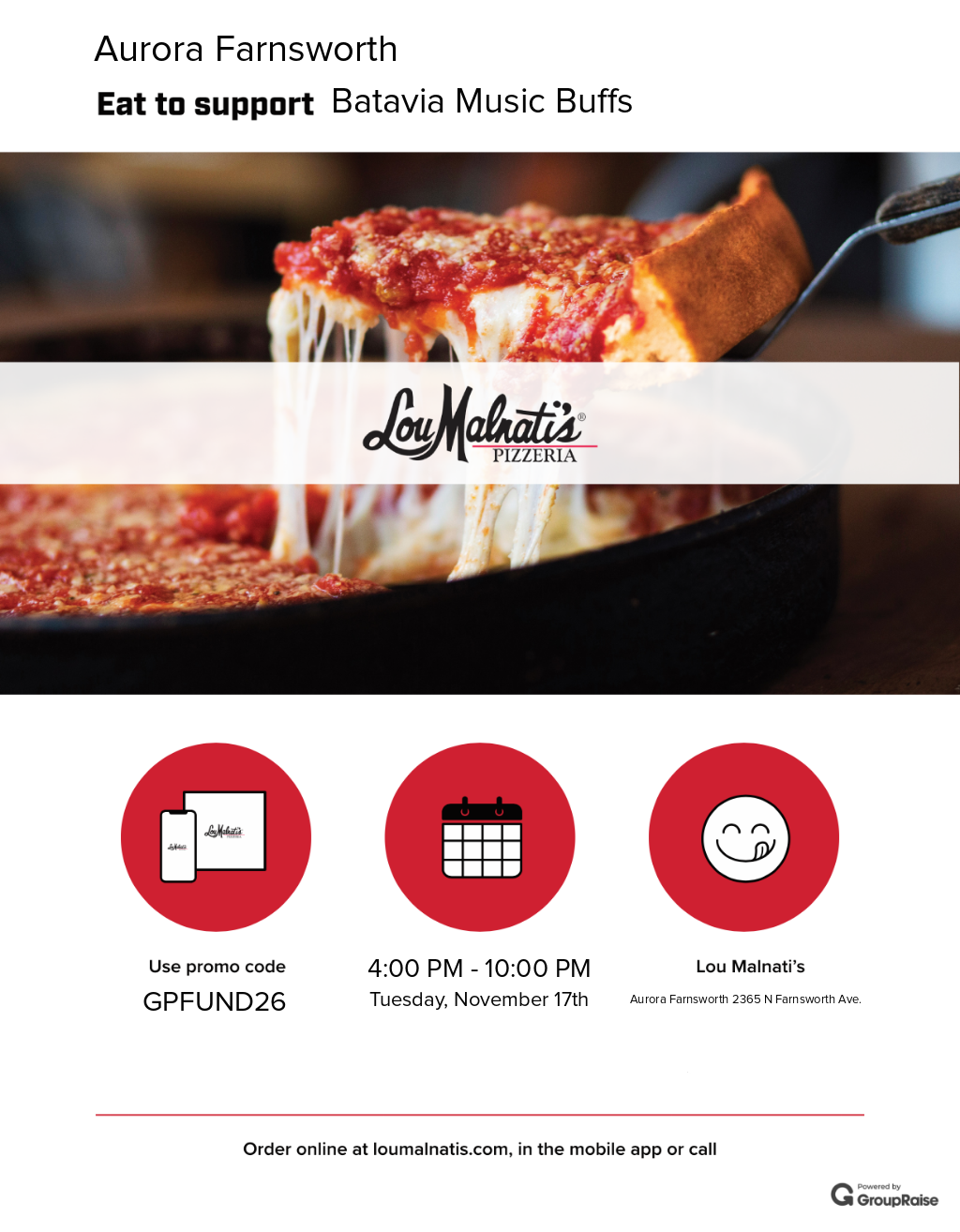 Lou Malnati's Dine Out - Batavia Music Buffs