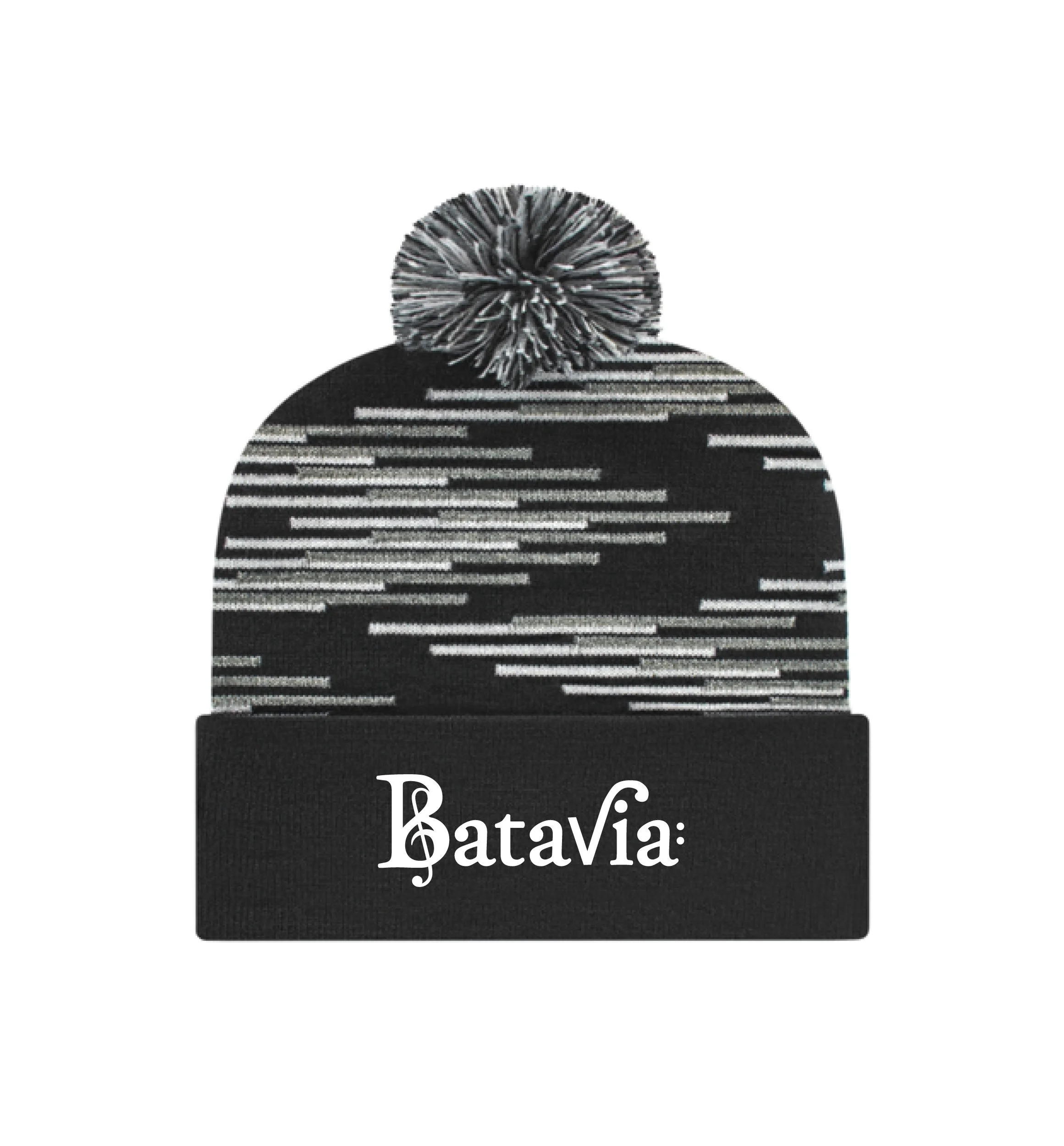 Batavia Music Logo: Embroidered Bar Knit Cap with Cuff // Black