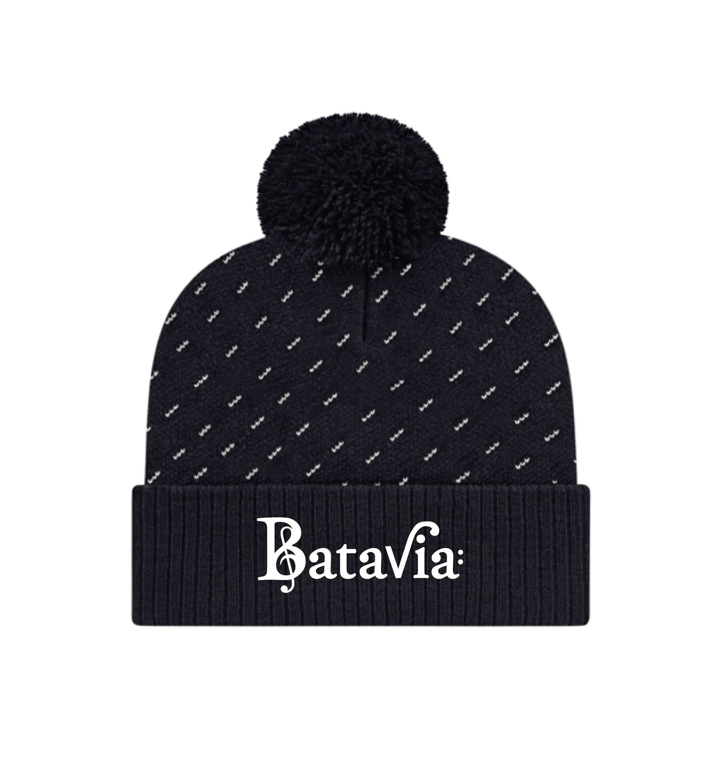 Batavia Music Logo: Embroidered Diagonal Dash Knit Cap // Black