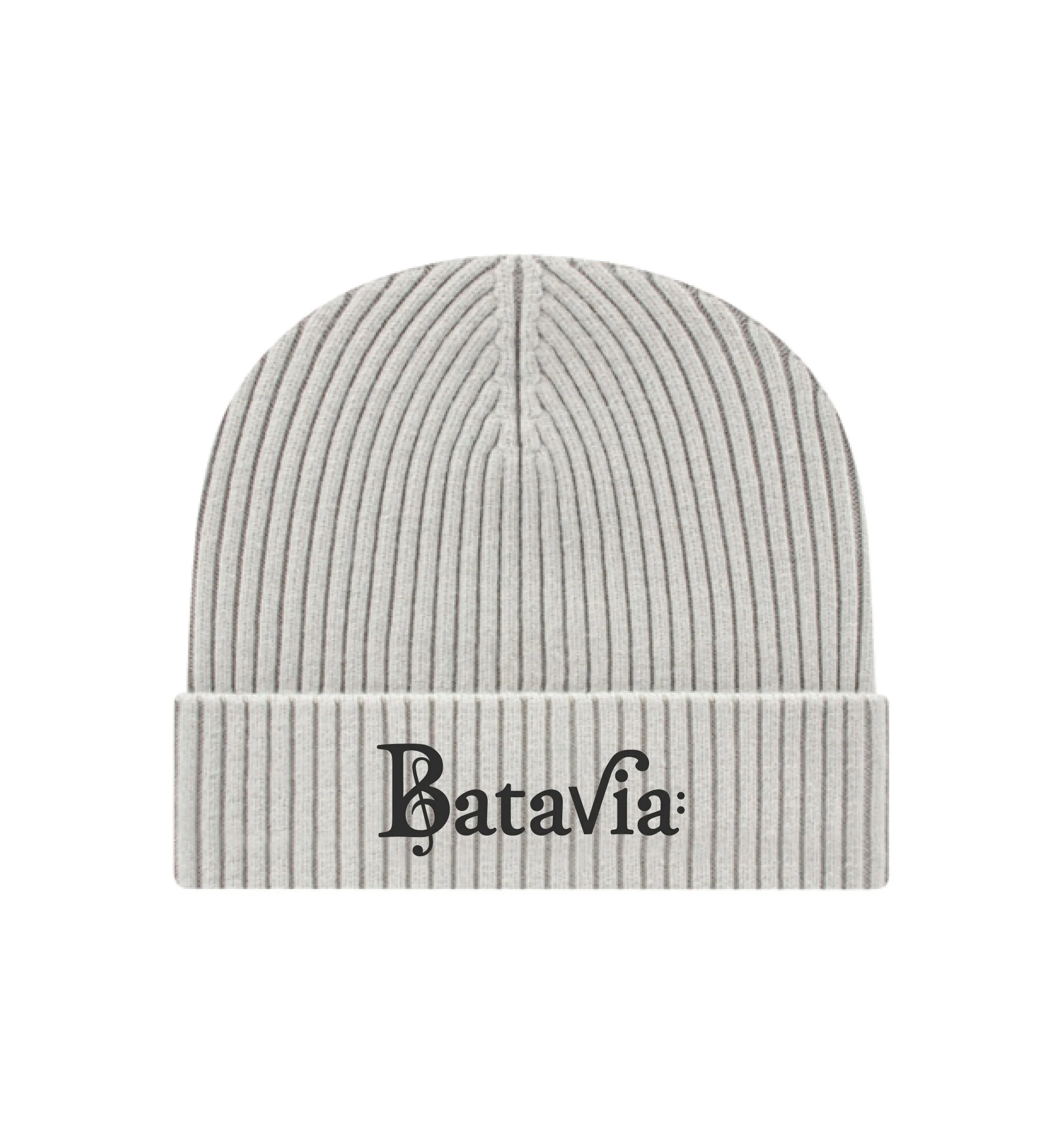 Batavia Music Logo: Embroidered Premium Knit Cap // Silver