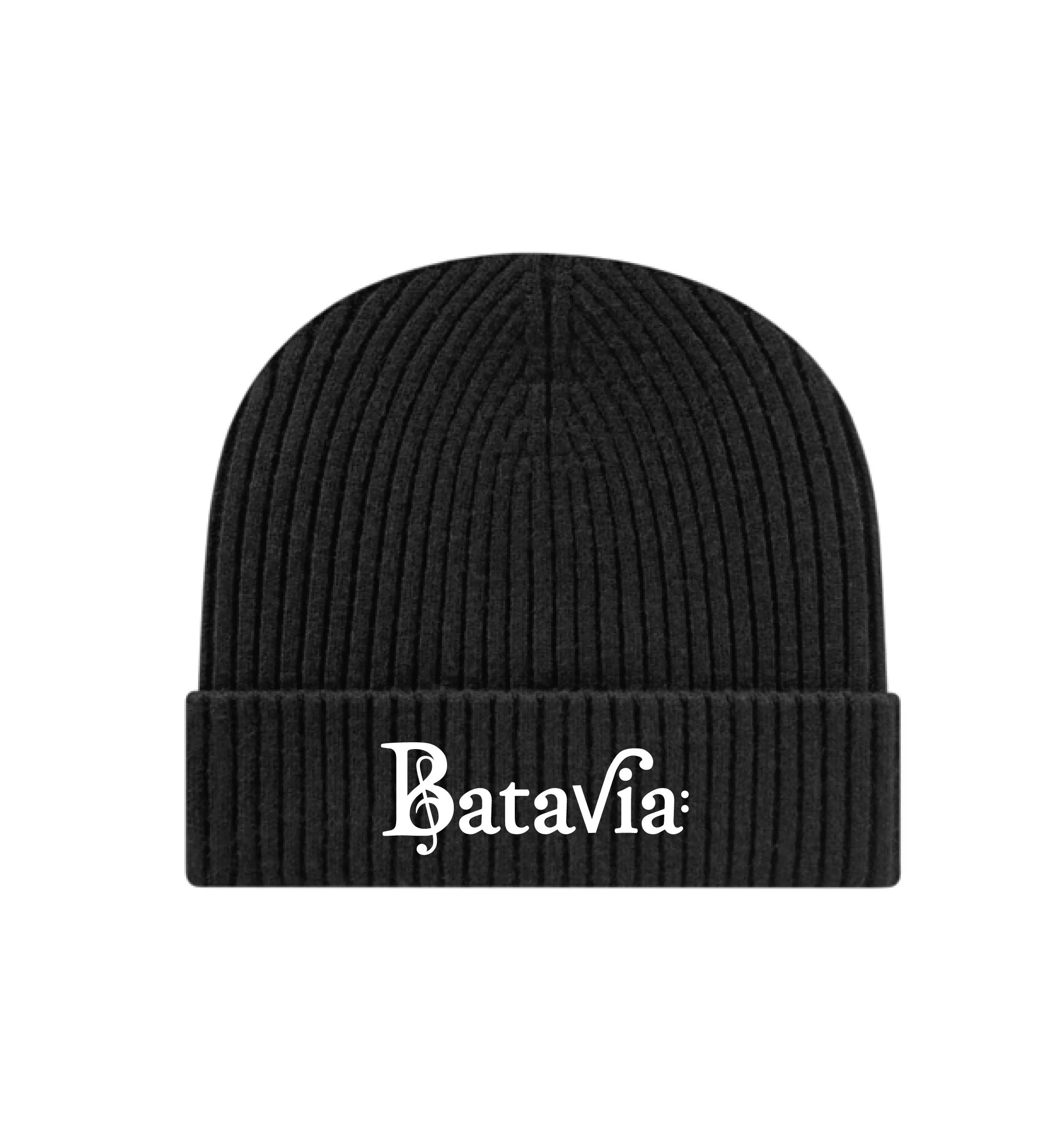 Batavia Music Logo: Embroidered Premium Knit Cap // Dark Heather