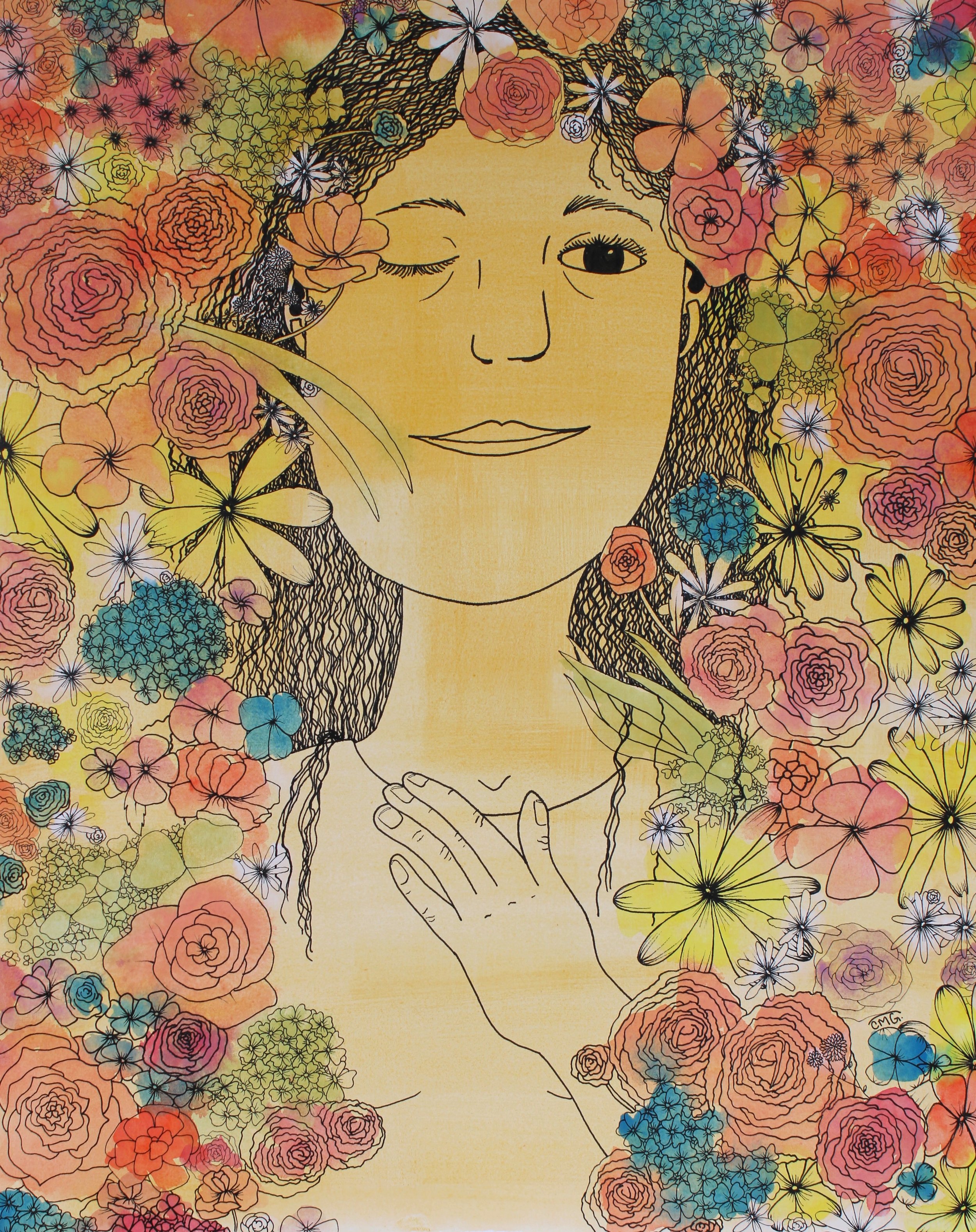 "A Wild and Wondrous Woman" / 2026 / 16” x 20” / Gouache and ink on multimedia paper