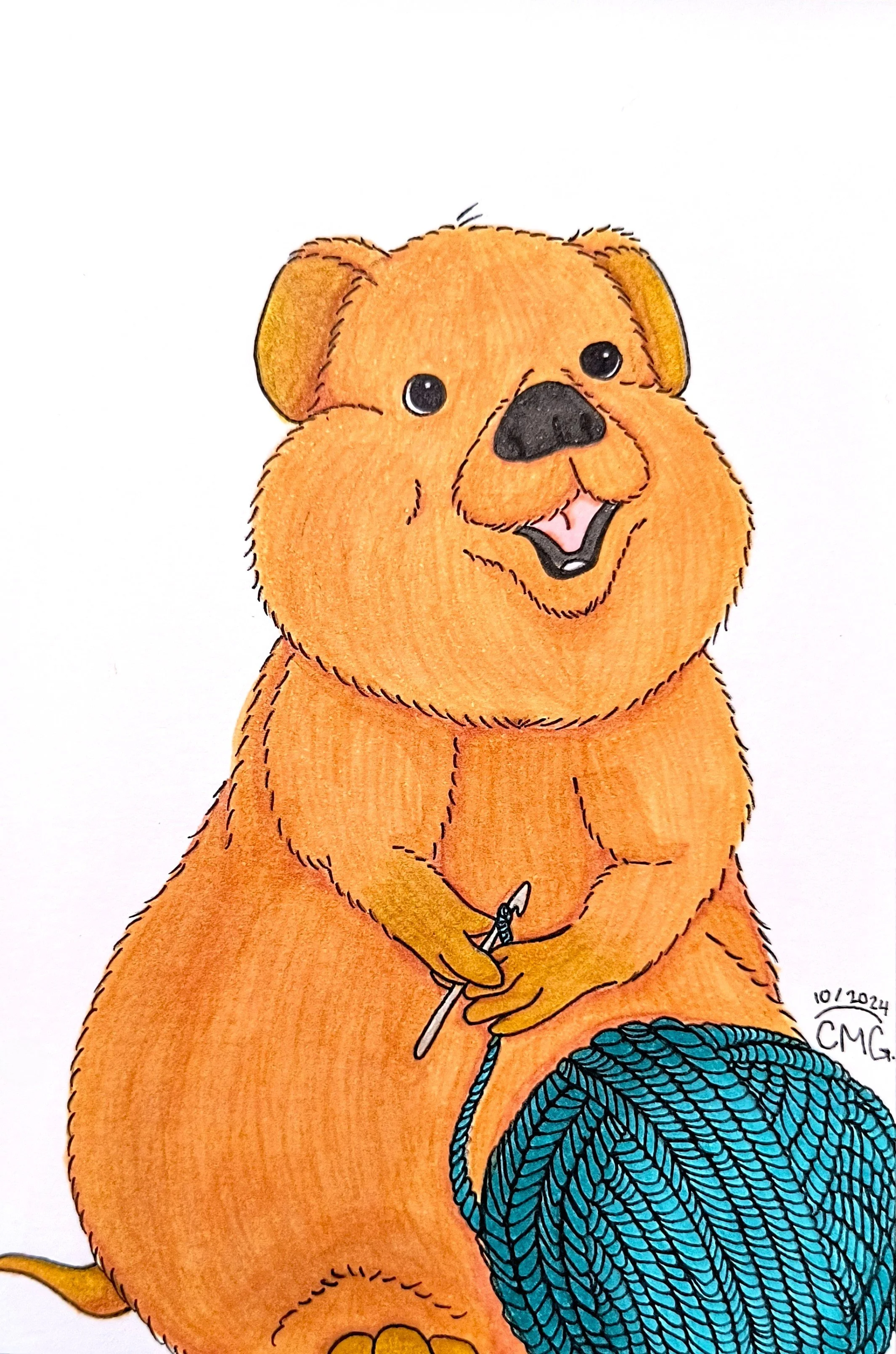 "A Quokka for Grandma Jo" / 2024 / 4" x 6" / Ink
