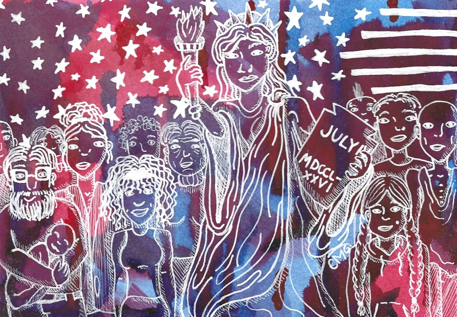 "I Didn't Feel Very Patriotic Today" / 2026 / 6" x 4" / Ink