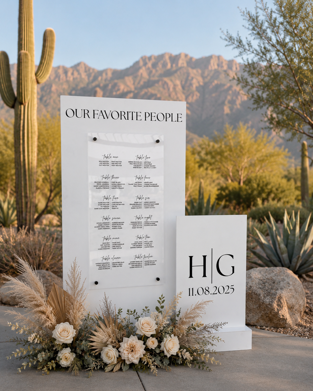 White Acrylic Seating Chart Display