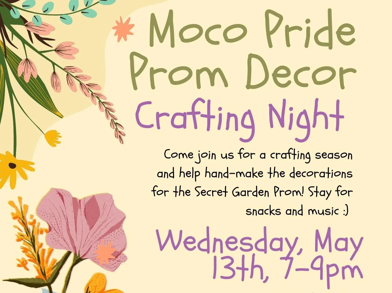 MoCo Pride Prom Decor Crafting Night