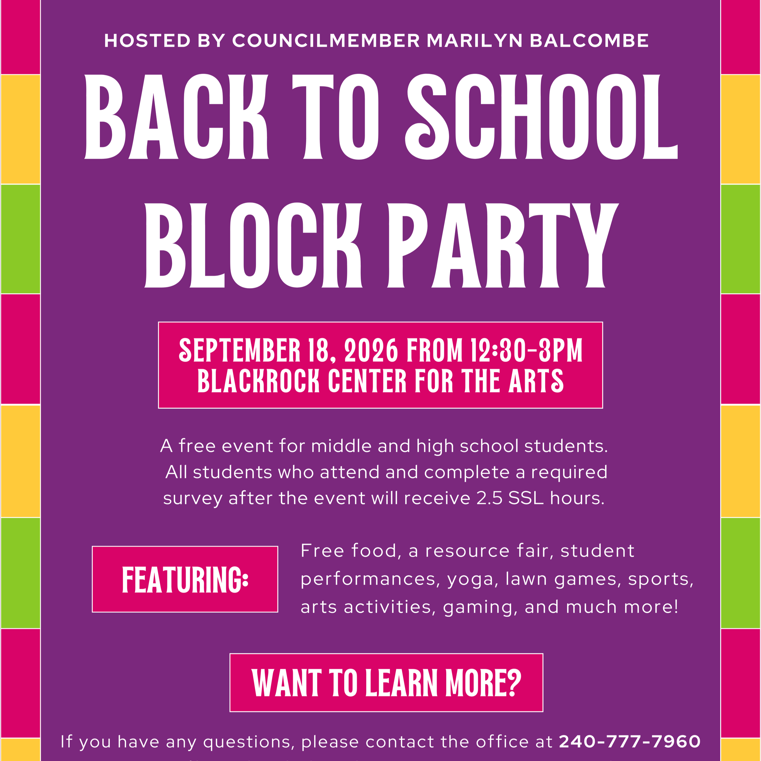 Back to School Block Party hosted by Marilyn Balcombe