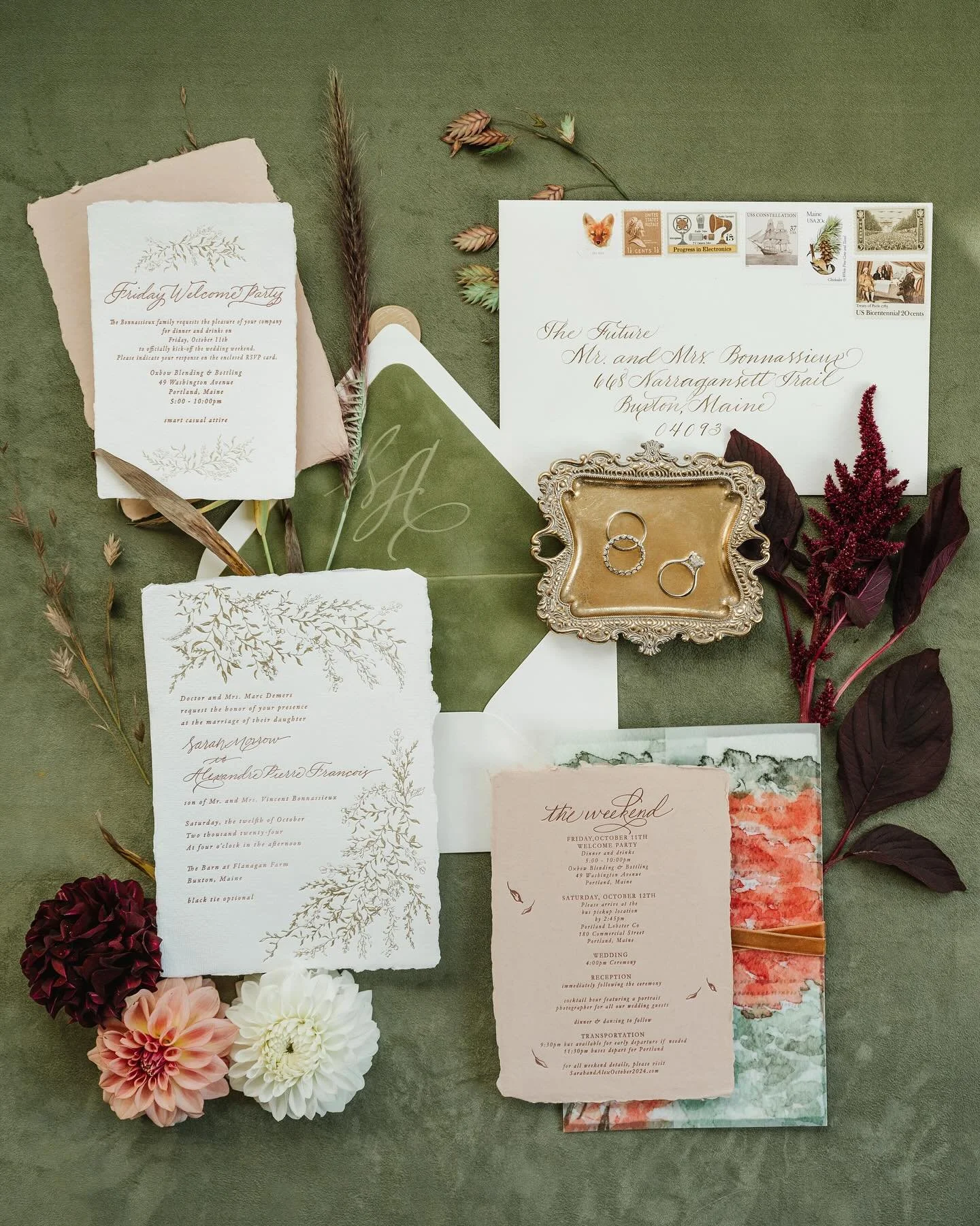 There&rsquo;s just something about New England in October. 🍂

Reminiscing over Sarah and Alex&rsquo;s wedding at @Thebarnatflanaganfarm. Filled with warmth, heritage and the kind of personal details that make stationery a sweet reminder of a beautif