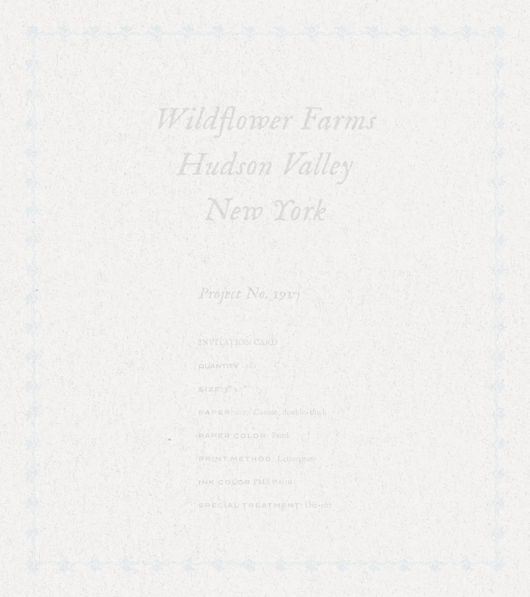 A very light, barely visible document or paper with faint text, indicating it's an invitation card or a similar printed material.
