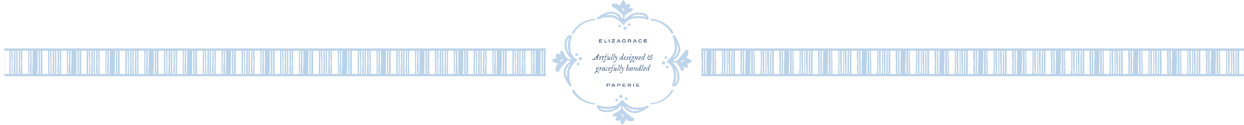 Hand drawn light blue stripes with white background and a central hand-drawn framed label.