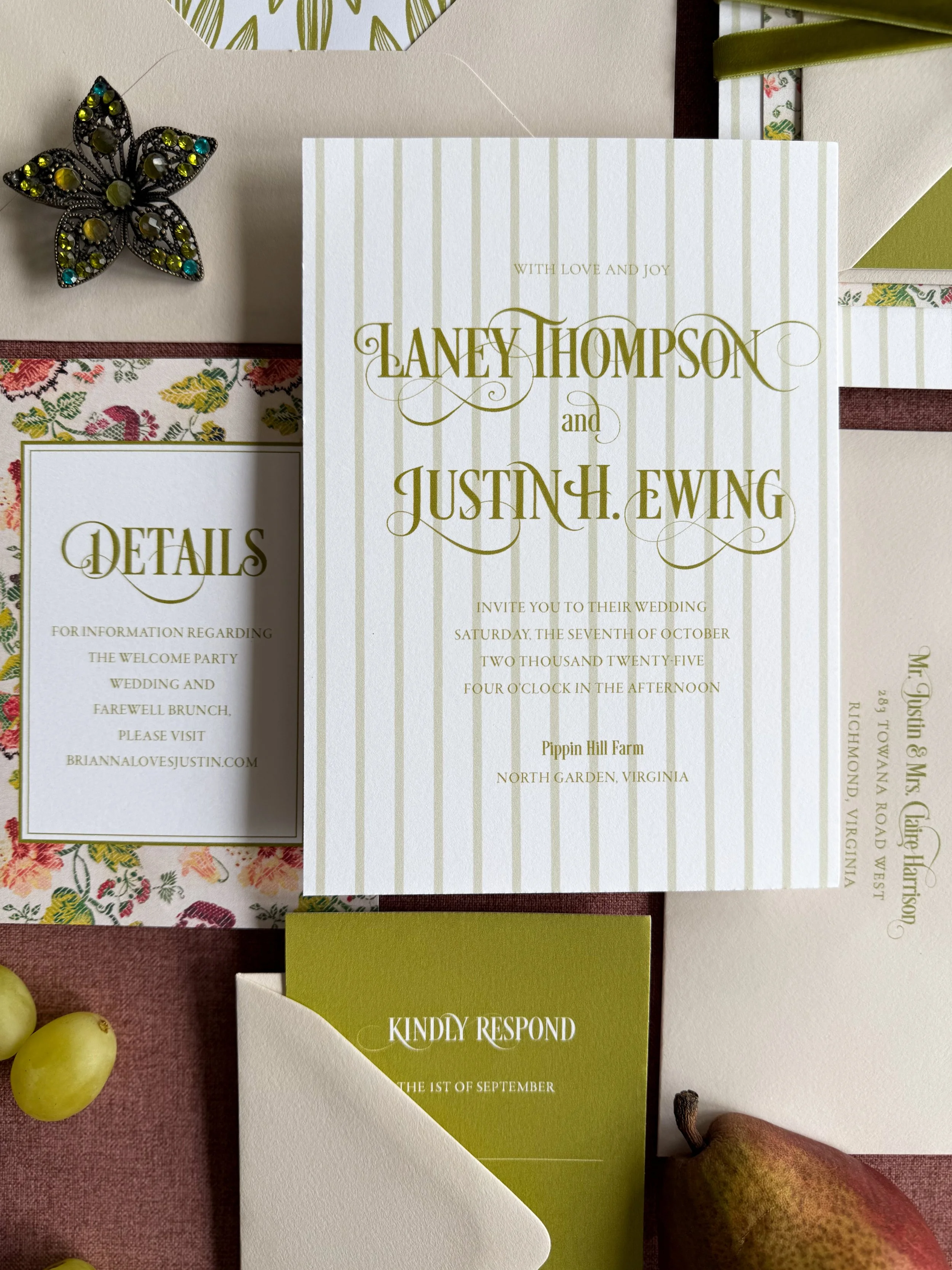 Striped wedding invitation