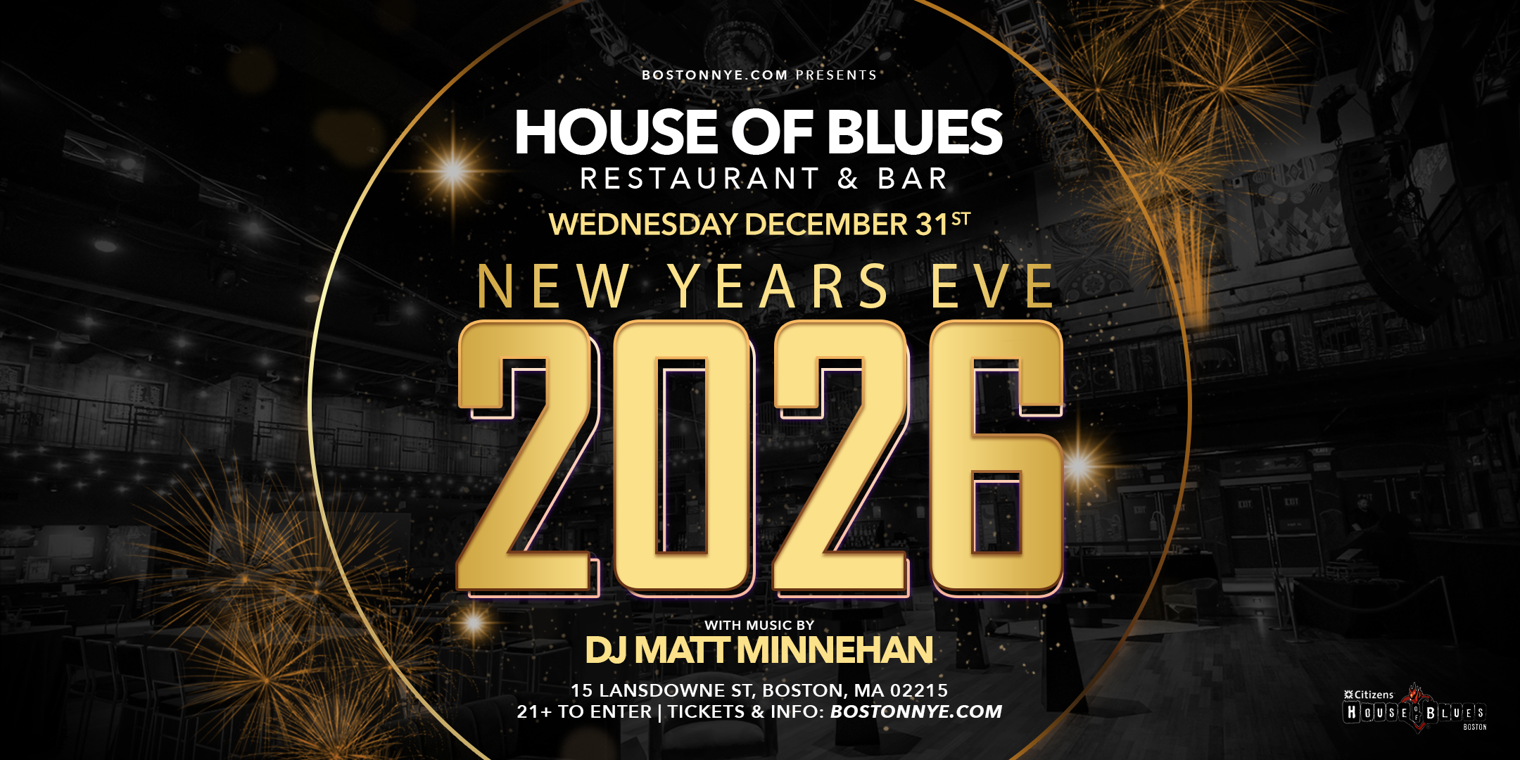 NYE 2026 – House of Blues Lounge [15% off]