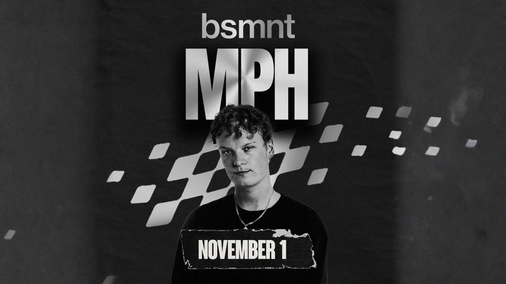 Event flyer for UK garage artist MPH performing at bsmnt Boston on November 1. Simple club-style design with artist name and date details.