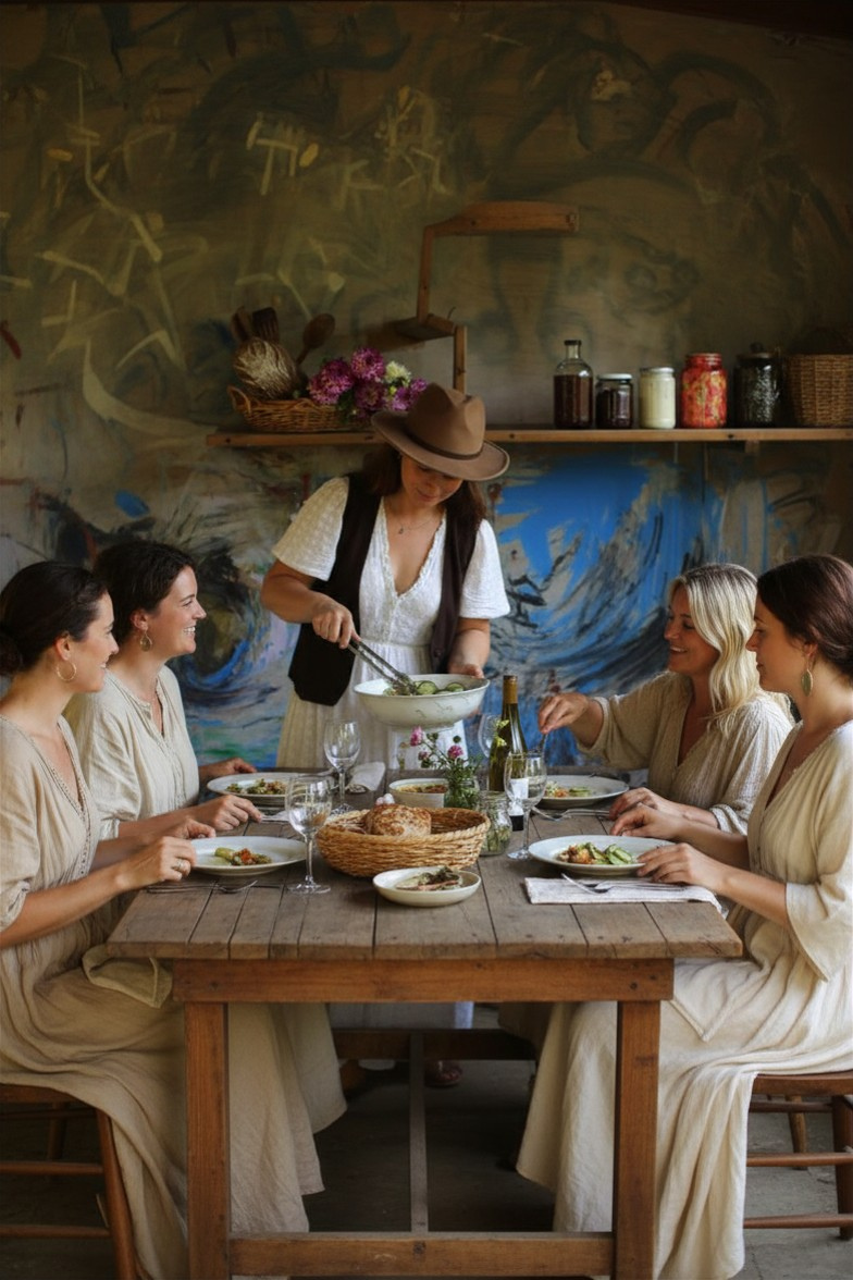 The Fermented Mother serving guests some beautiful nourishing food on their retreat. 