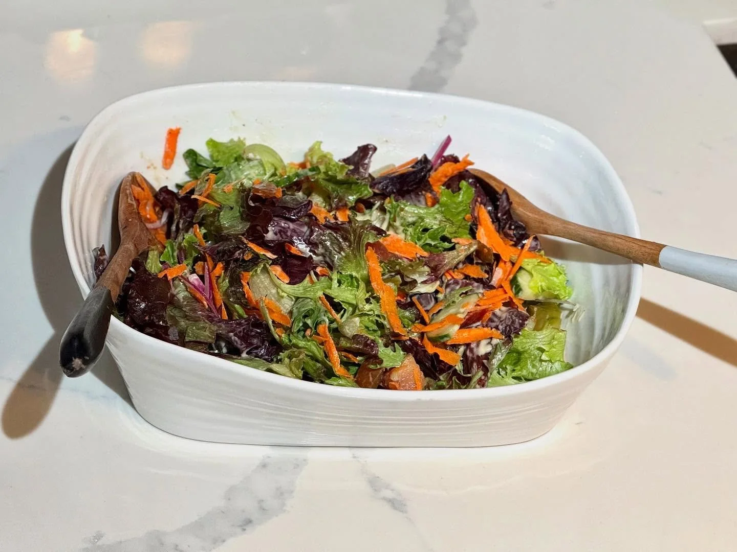 Last night I brought home our garden salad for dinner, and I&rsquo;m reminded why I love what we do at Carp Kitchen. The colors of the spring mix, the crunch of carrots, and our house dressings, especially the lemon champagne vinaigrette, makes it fe