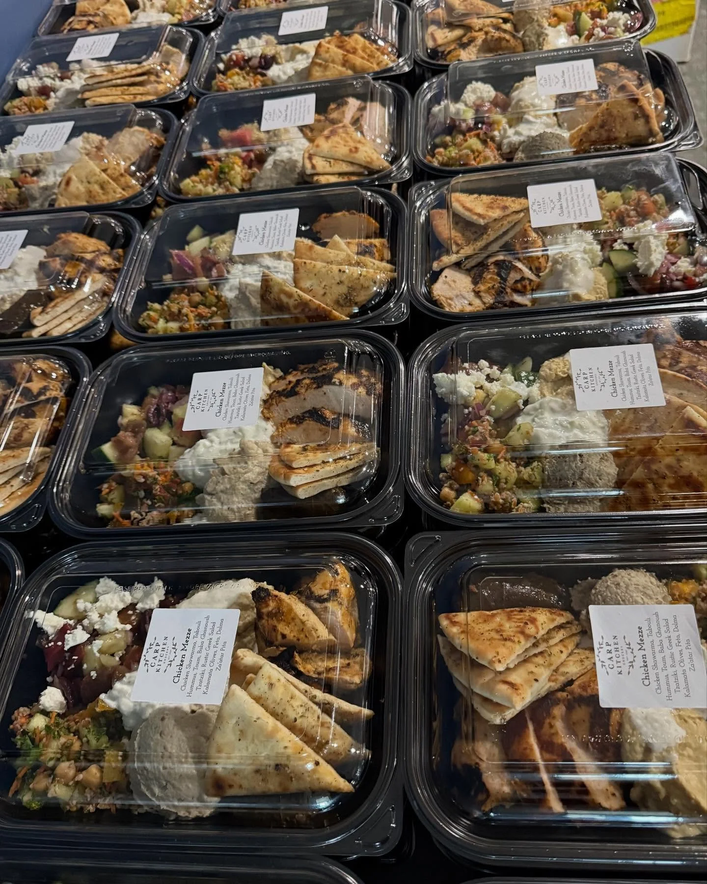 Corporate catering done right! 🥙

✨ 120 individually packed Mezze lunches, featuring chicken shawarma or falafel, fresh tabbouleh, creamy hummus, warm pita, and all the Mediterranean flavors you love. Perfect for powering your team and impressing yo