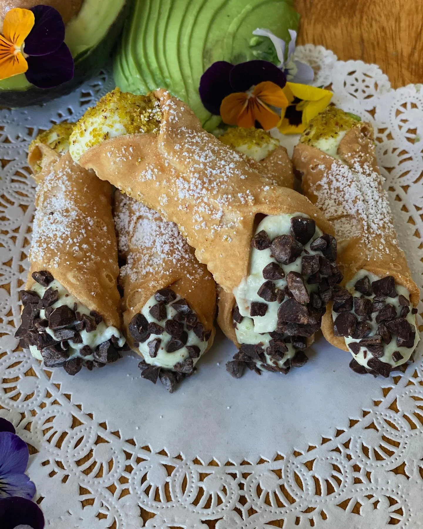 🥑✨ Avocado Mini Cannolis ✨🥑
A sweet twist on a classic &mdash; creamy avocado filling with pistachio &amp; chocolate chip accents, nestled in crisp cannoli shells. Limited Avocado Festival special! 

Carp Kitchen &amp; Grocery
10 AM &ndash; 4 PM da