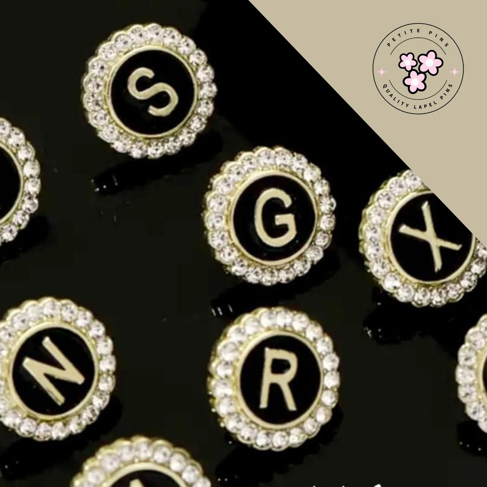 Crystal Initial Lapel Pin — PetitePins