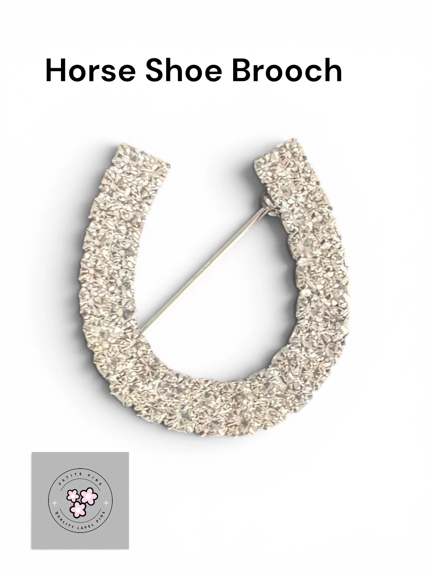 Crystal Horse Shoe Brooch