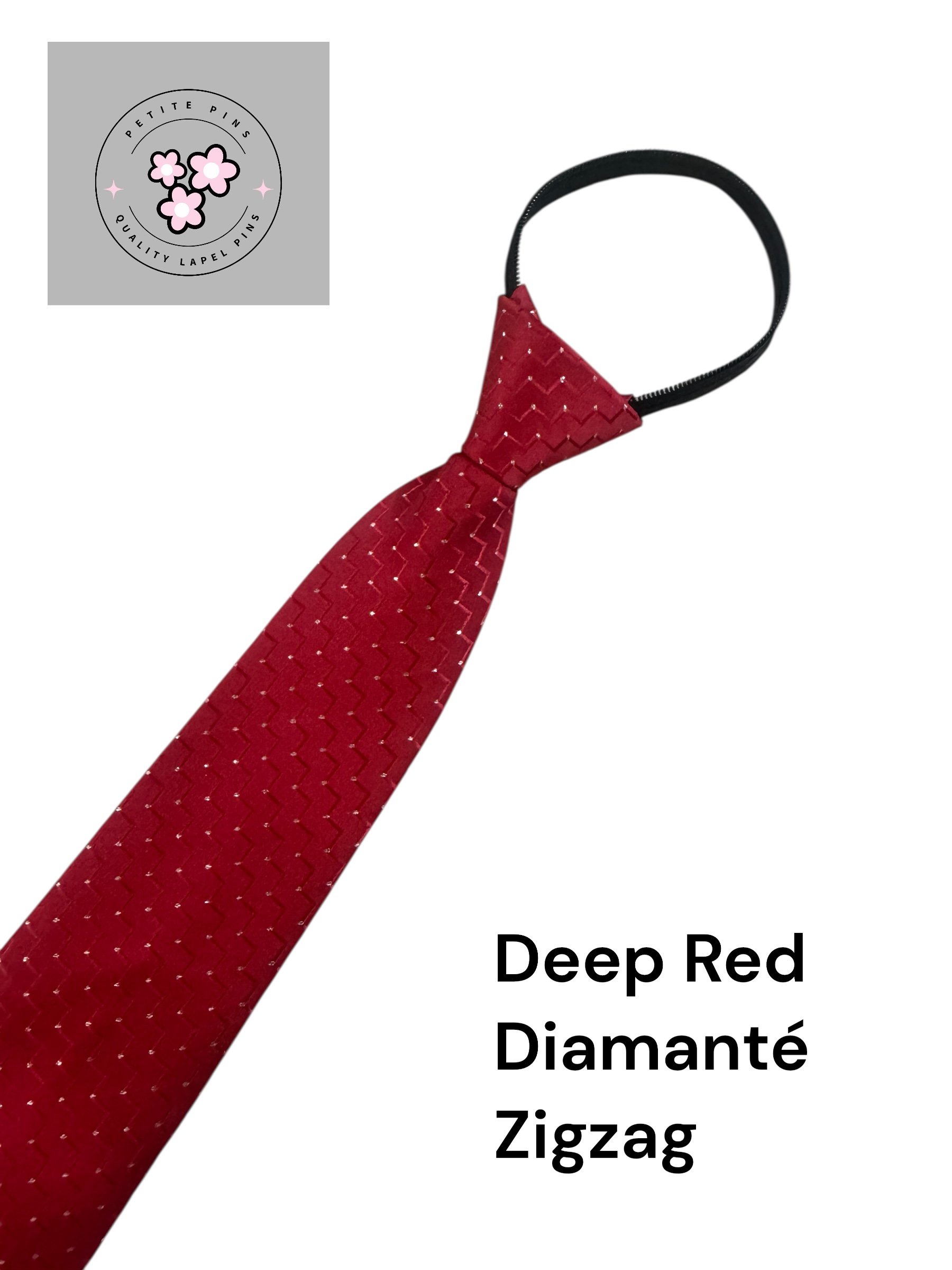 Deep Red Diamanté Zigzag Zipper Tie