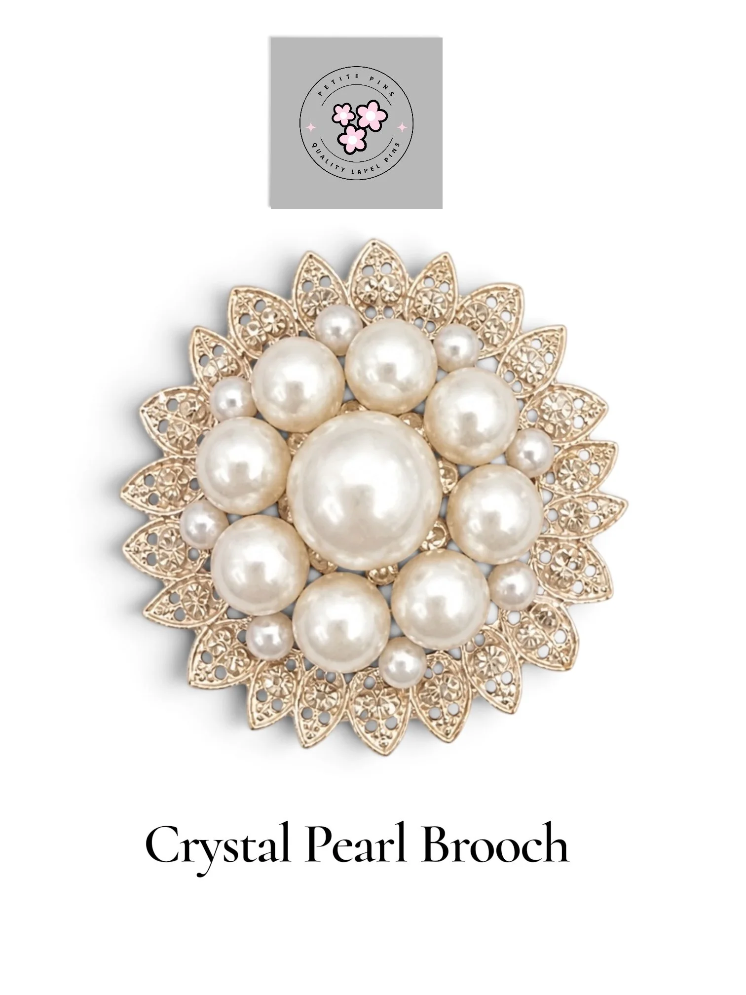 Crystal Pearl Brooch