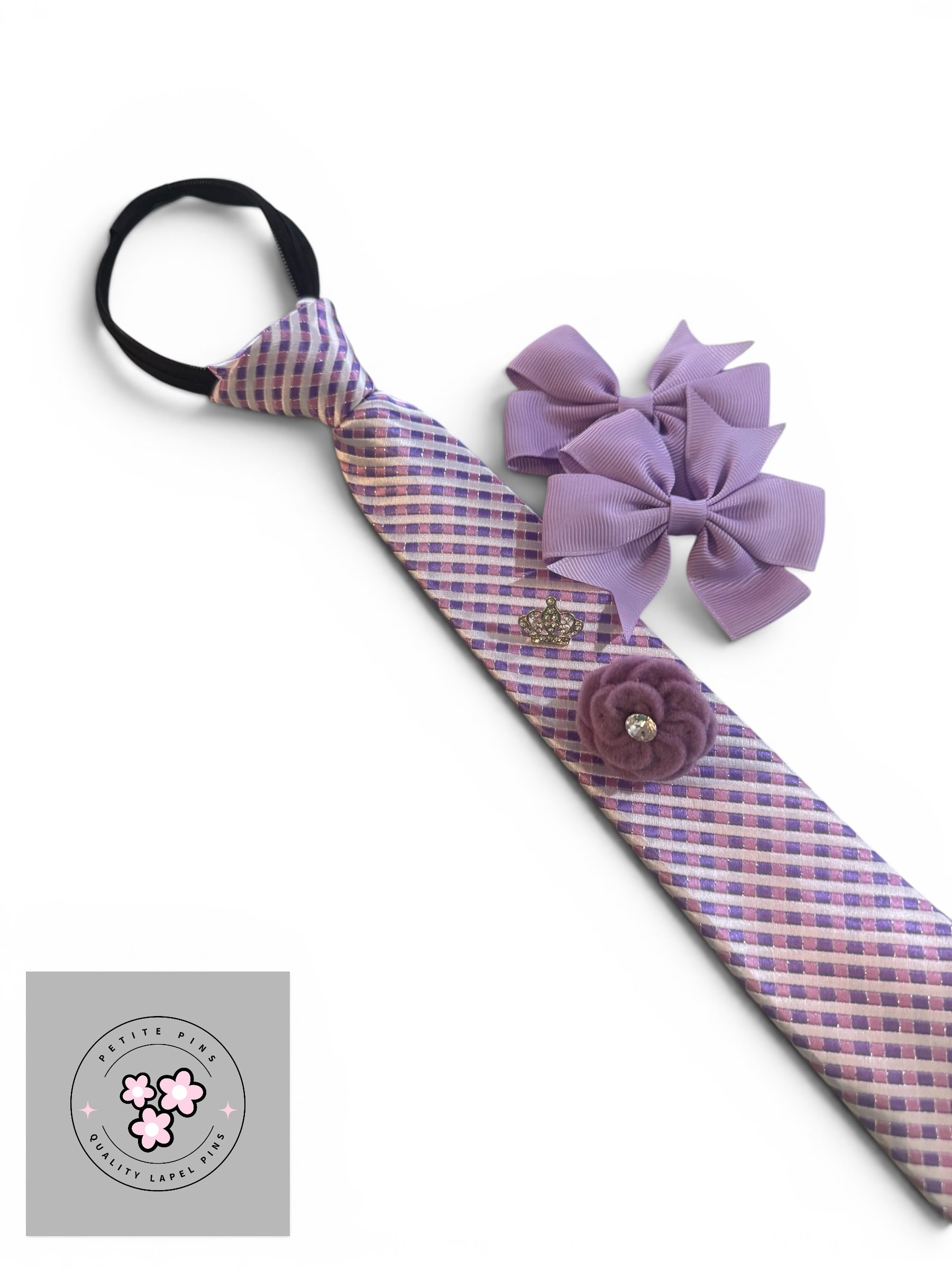 Pink & Purple Check Zipper Tie