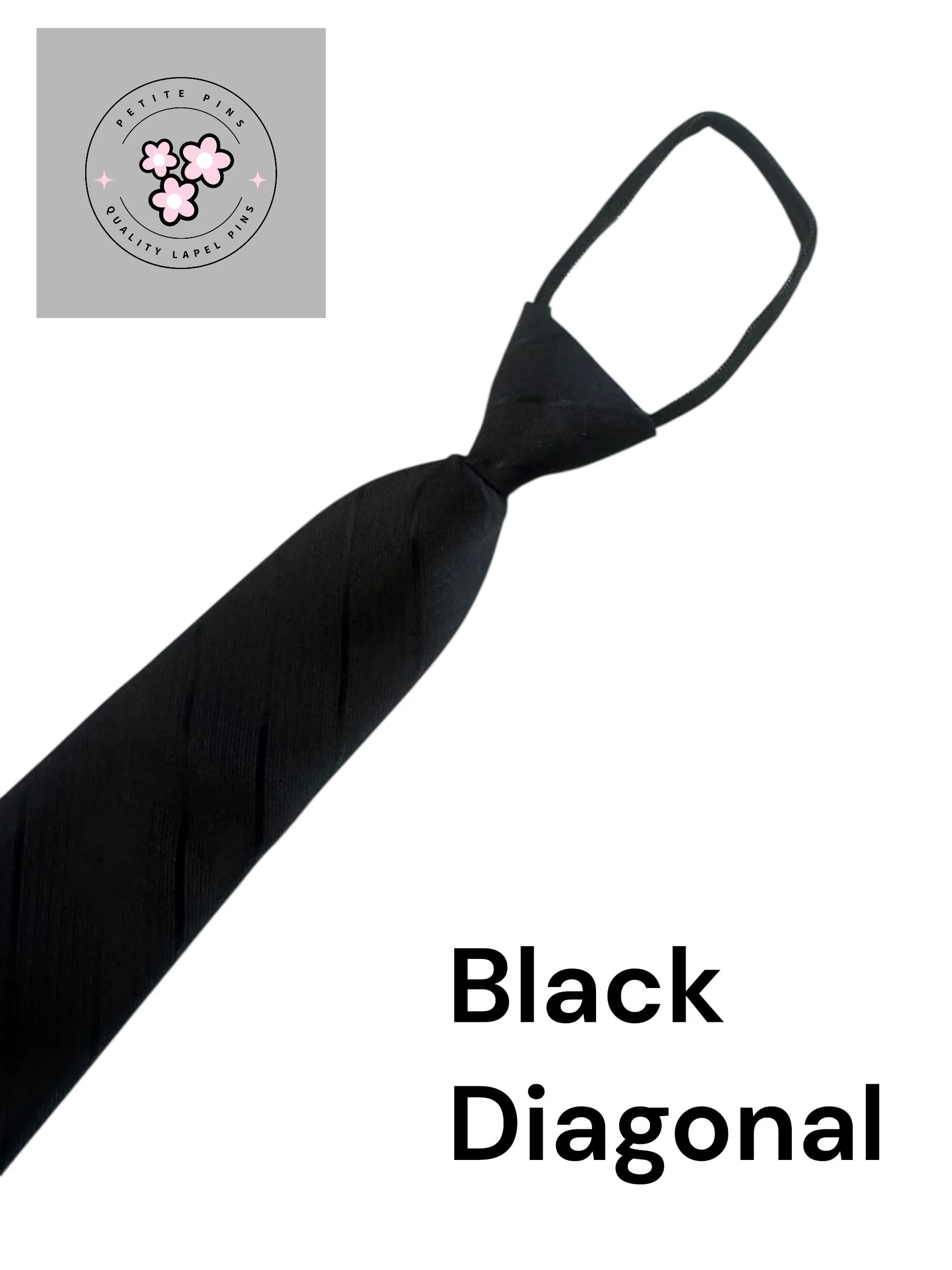 Black Diagonal Zipper Tie