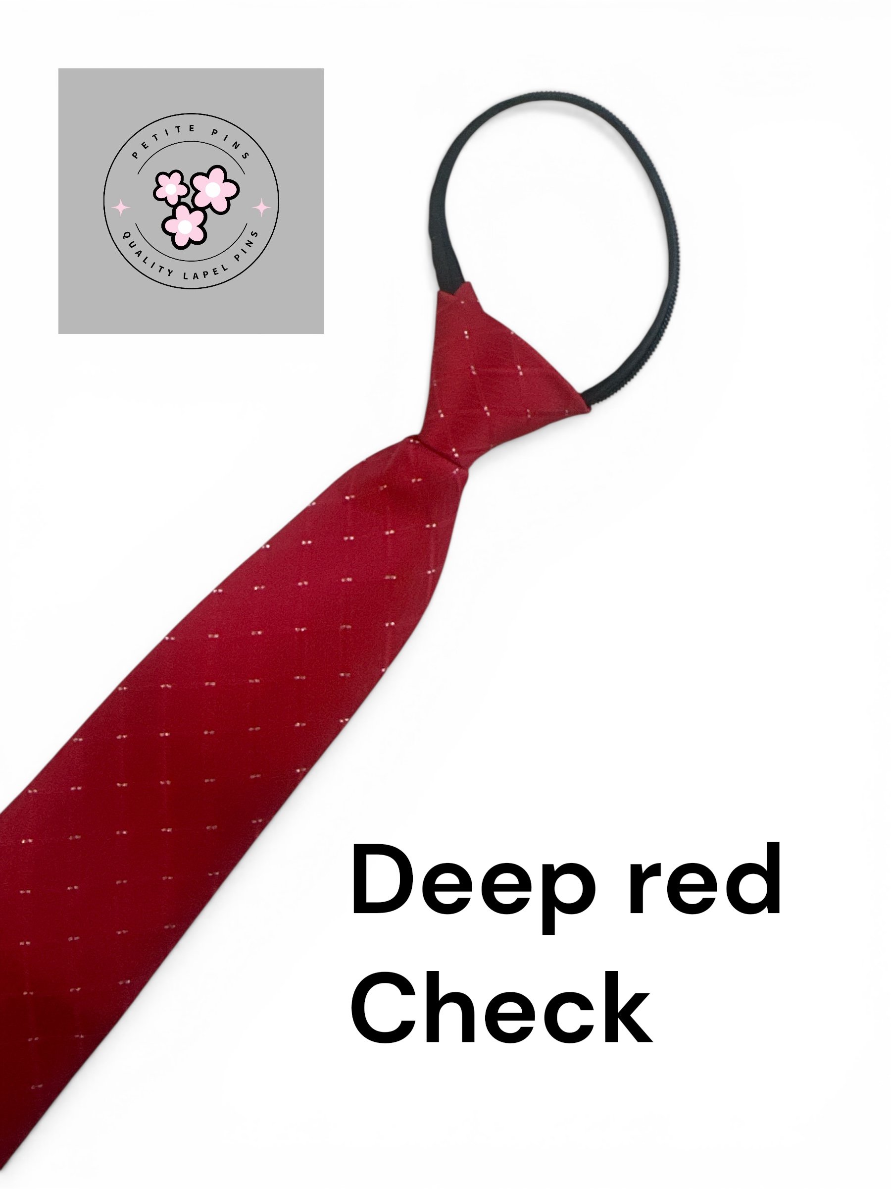 Deep Red Check Zipper Tie
