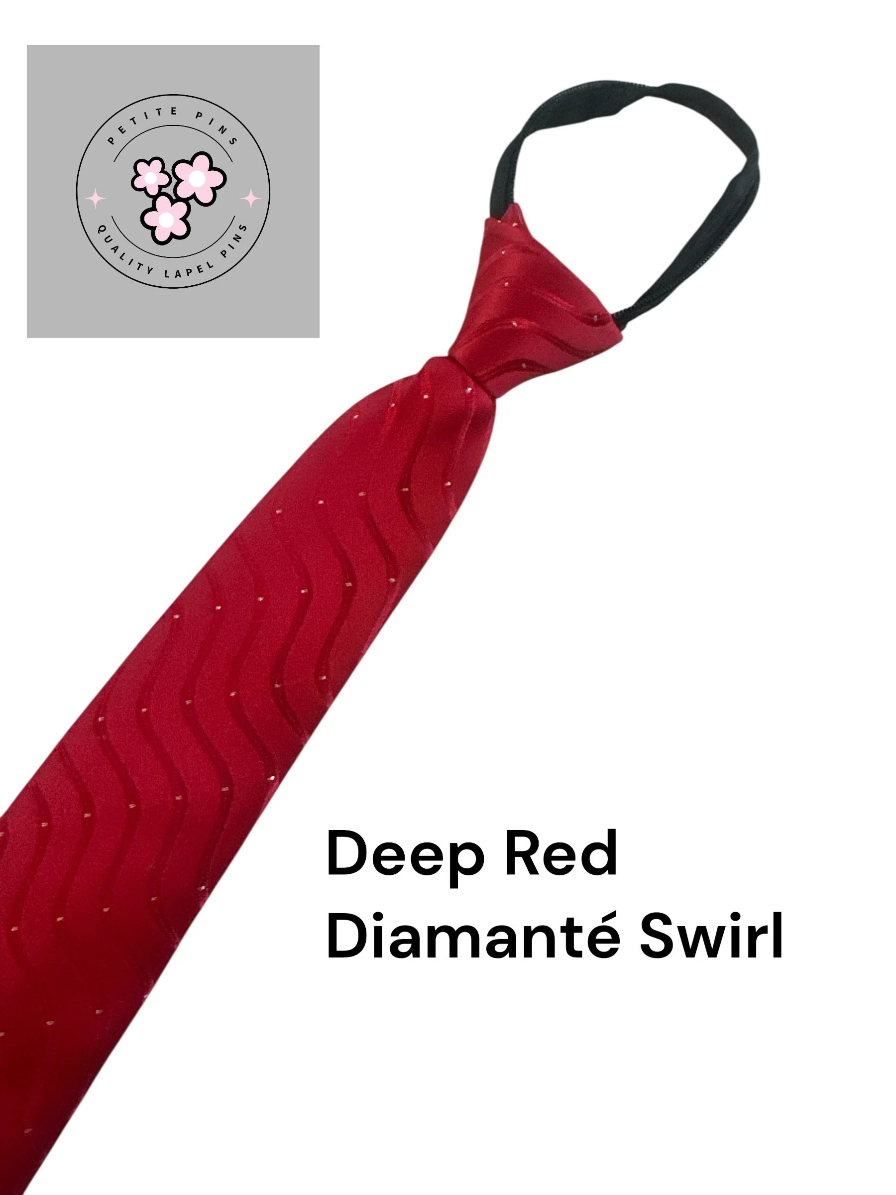 Deep red Diamanté Check Zipper Tie