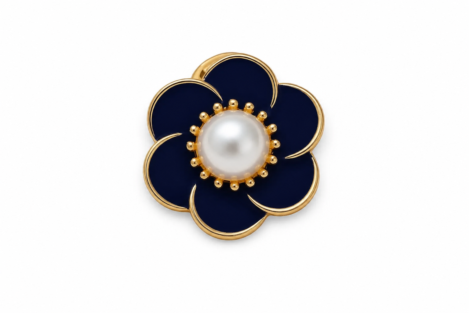 Navy Pearl Brooch