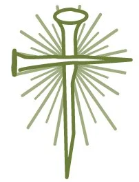 Graphic of a cross made from two crossed nails