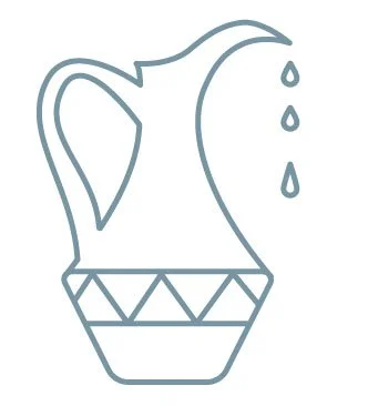 graphic image of an ancient pitcher dripping  with water